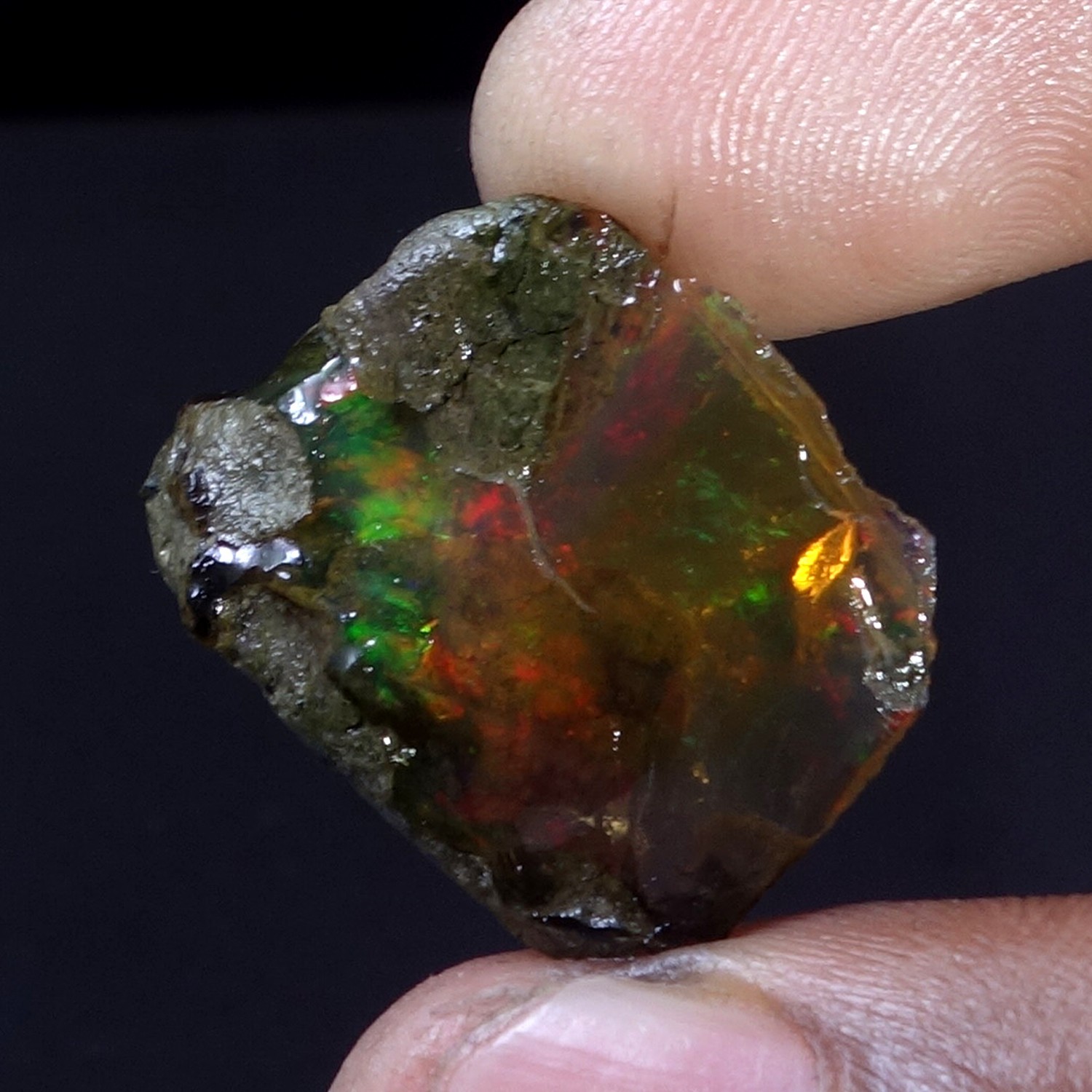 16.00 Carat Natural Ethiopian Loose Rough Raw Opal Gemstone Multi Fire Oil Rough