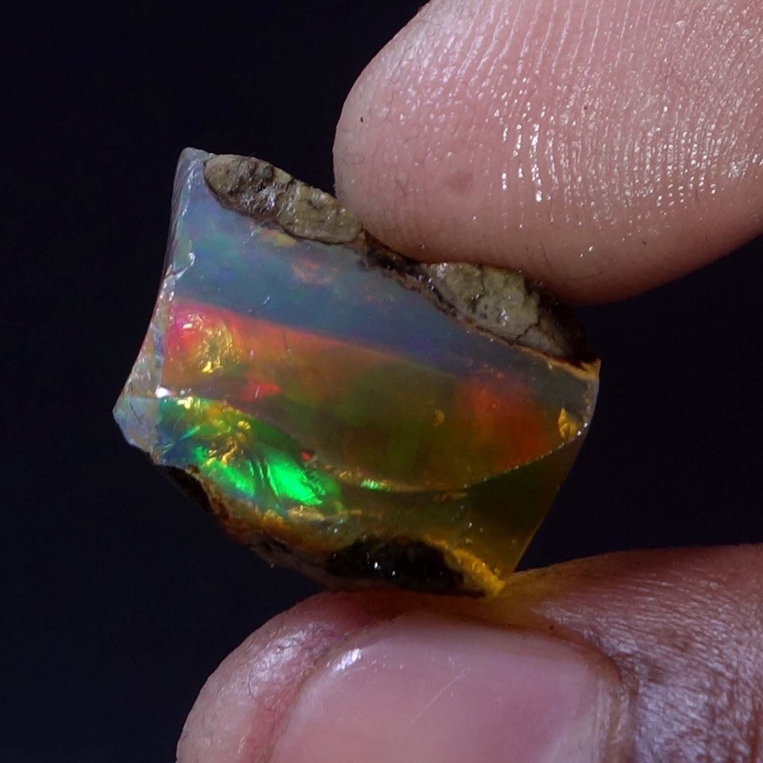 Natural Ethiopian Loose Rough Raw Opal Gemstone Multi Fire Oil Rough 16.60 Carat
