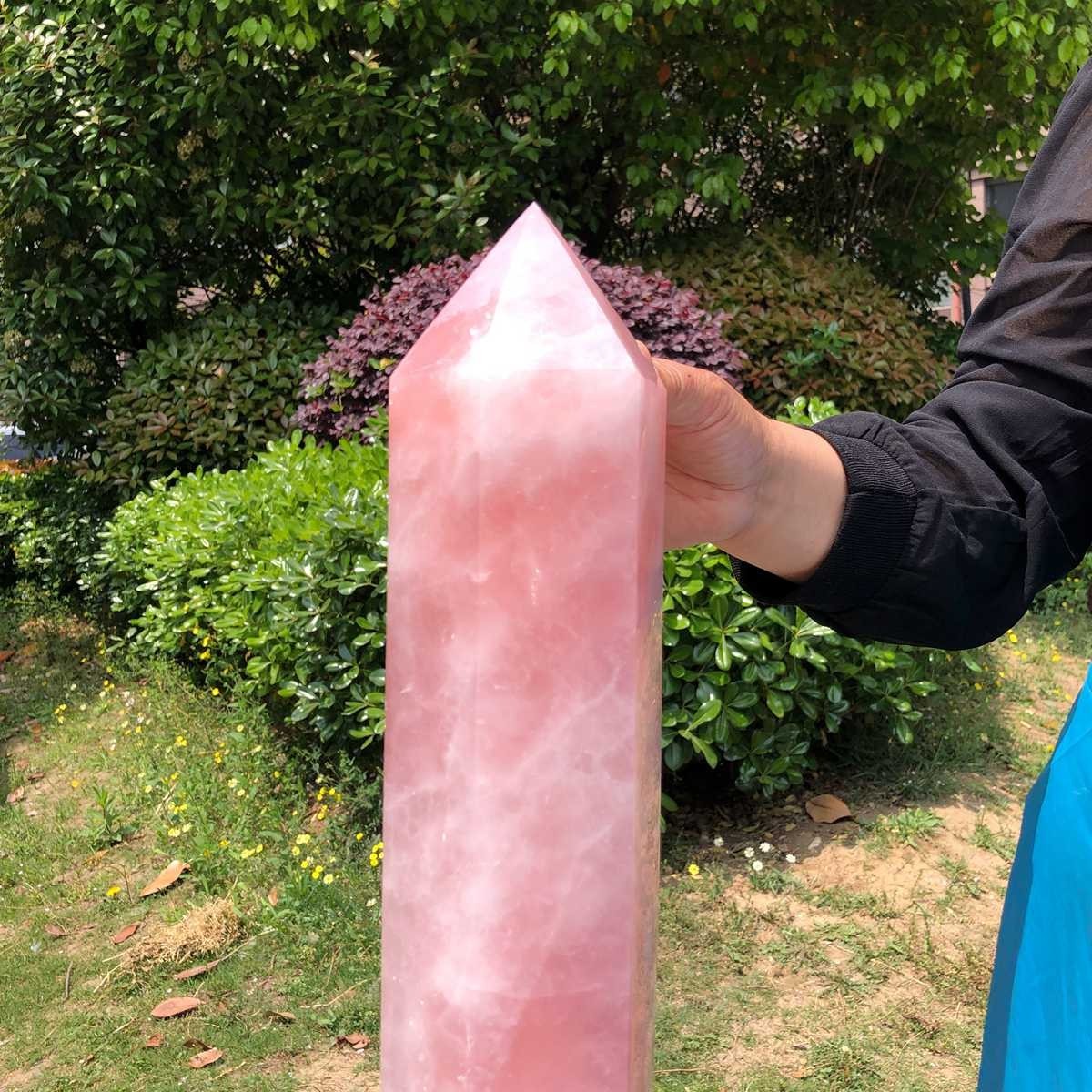 12.16LB Natural rose quartz obelisk pink crystal tower point healing decor