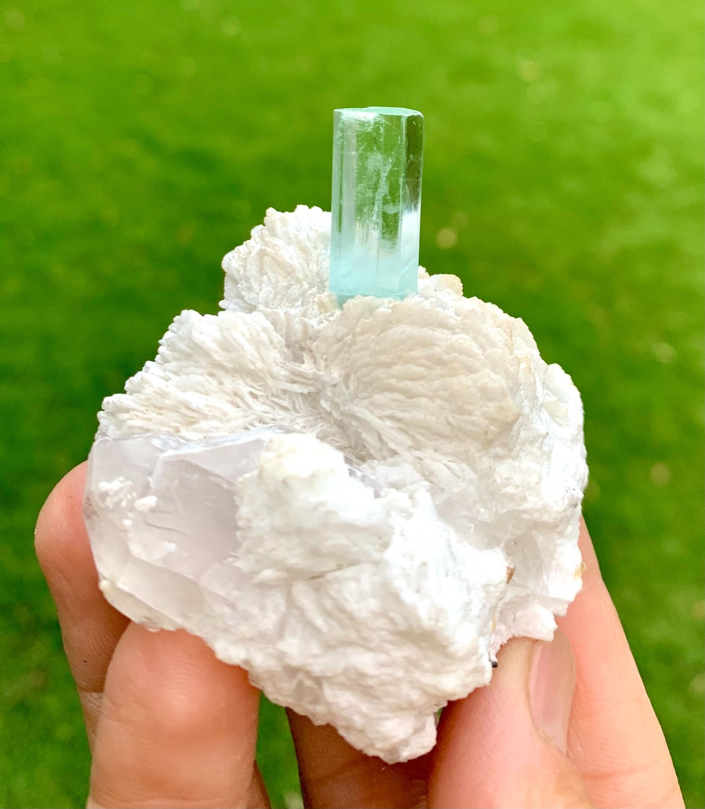 111GM Sky Blue Aquamarine With Quartz From Shigar Mine Skardu Pakistan