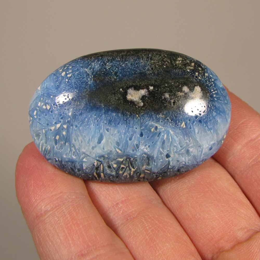 2″ Blue Ice GLACIERITE Polished Palm Stone – Indonesia