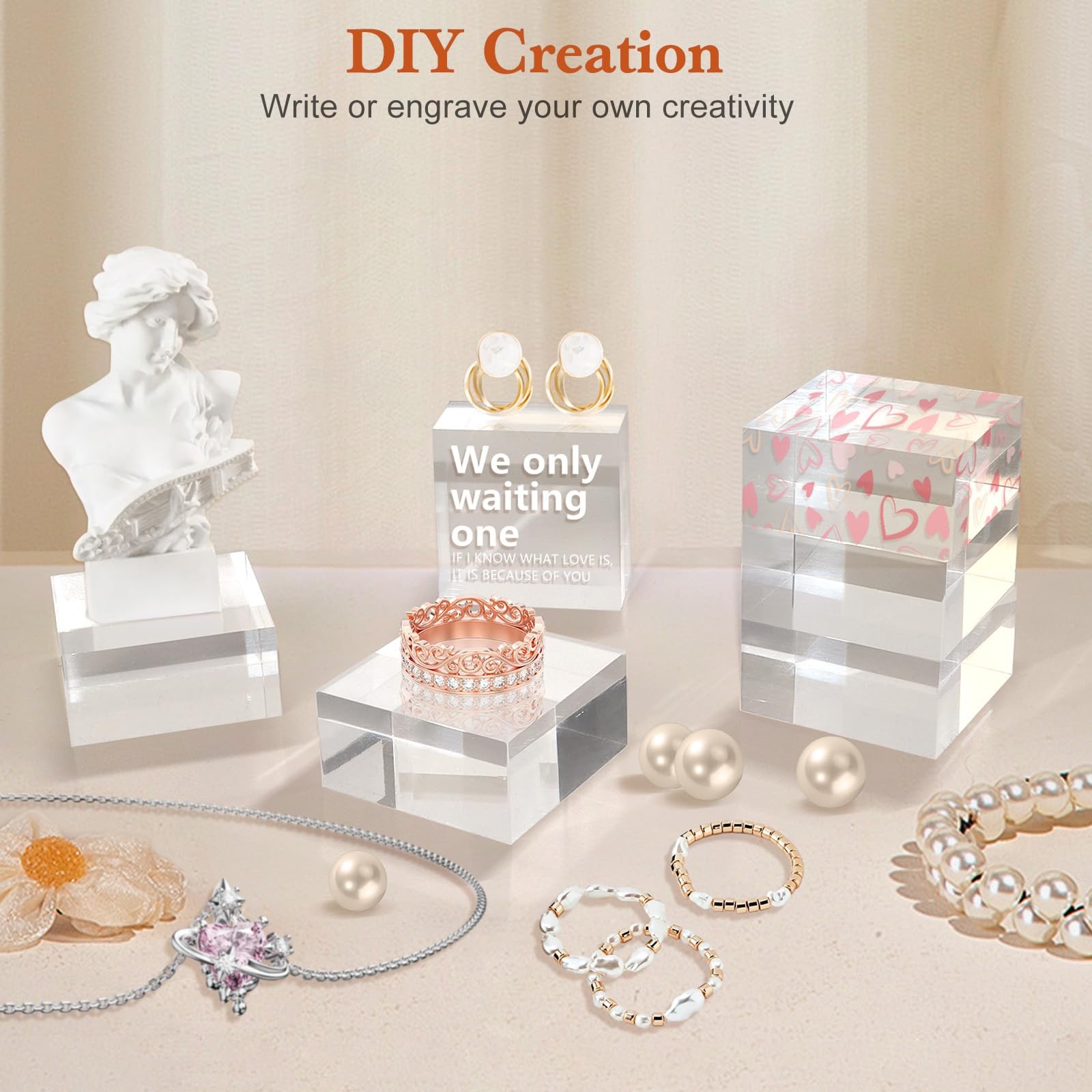 8 Pcs 2 X 2 X 1 Inch Acrylic Blocks, Clear Square Acrylic Cube