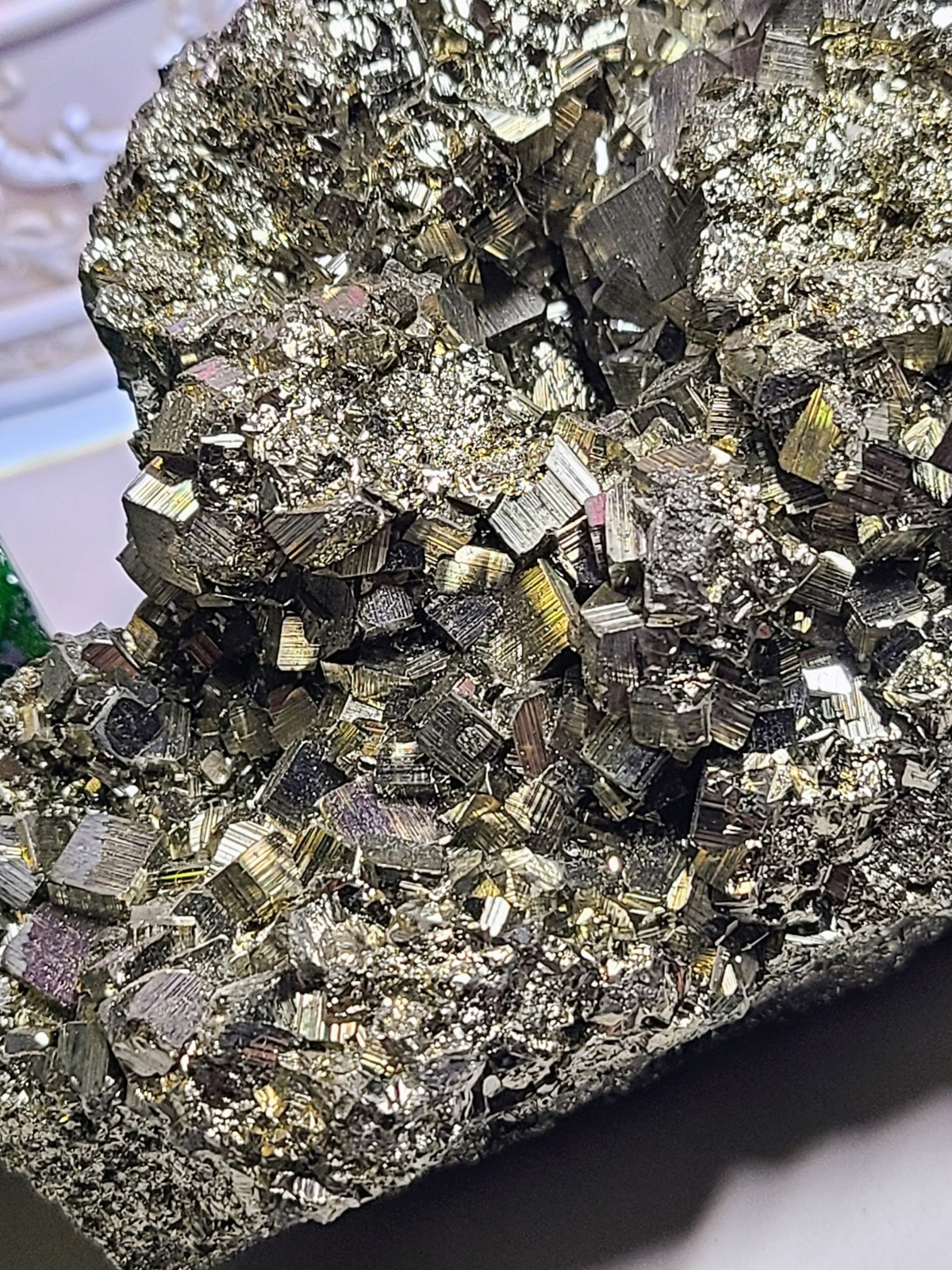 Huge Golden AAA Druzy Peruvian Pyrite Crystal Cluster