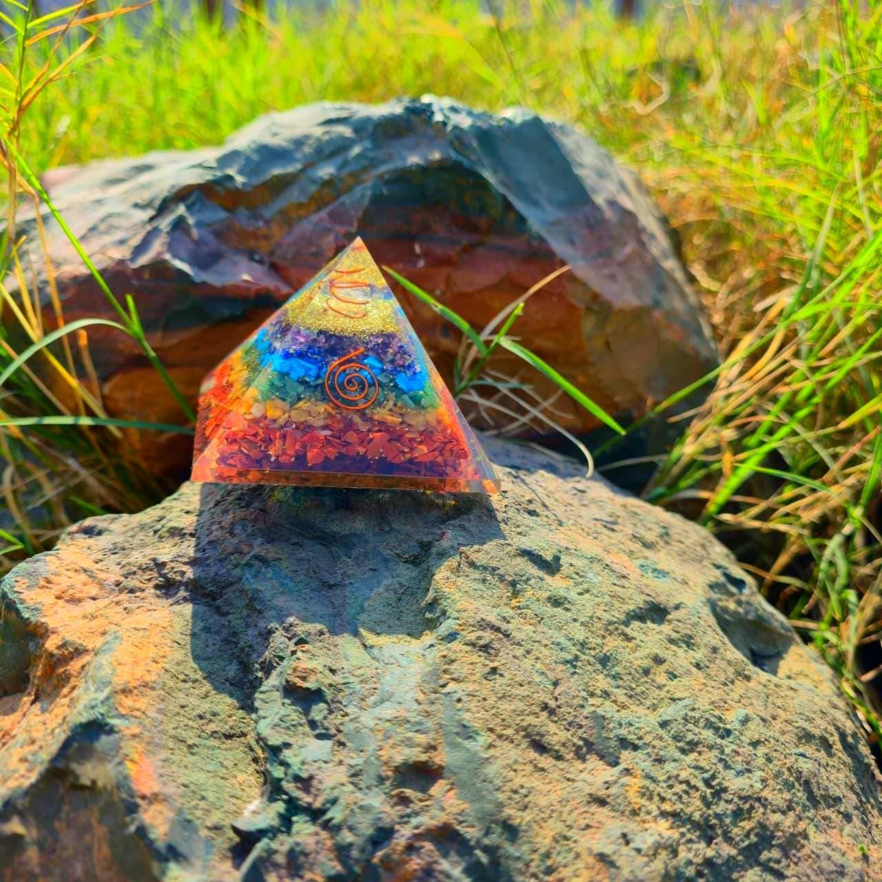 7 Chakra Orgonite Pyramid EMF Protection Crystal Energy Generator For Meditation
