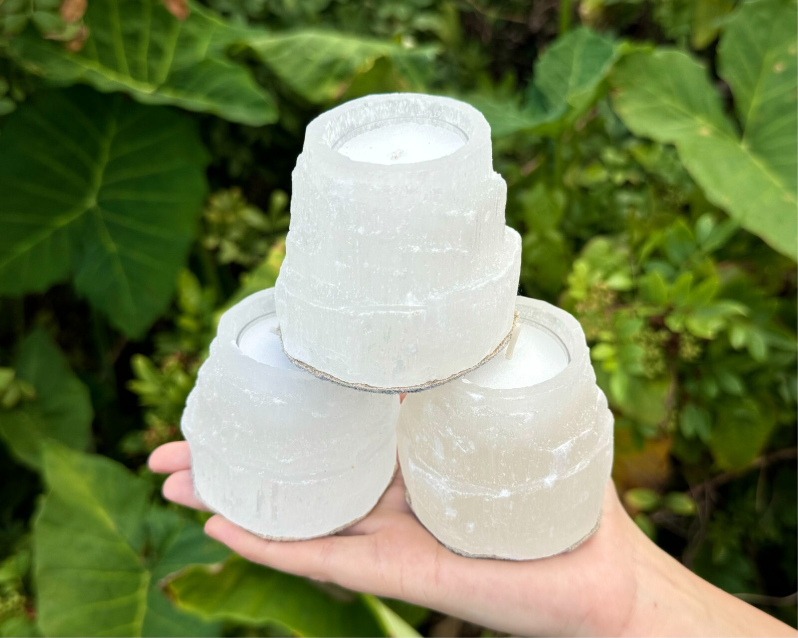 2.5″ Selenite Candle Holder for Tealight Candles (Selenite Iceberg, Tower)