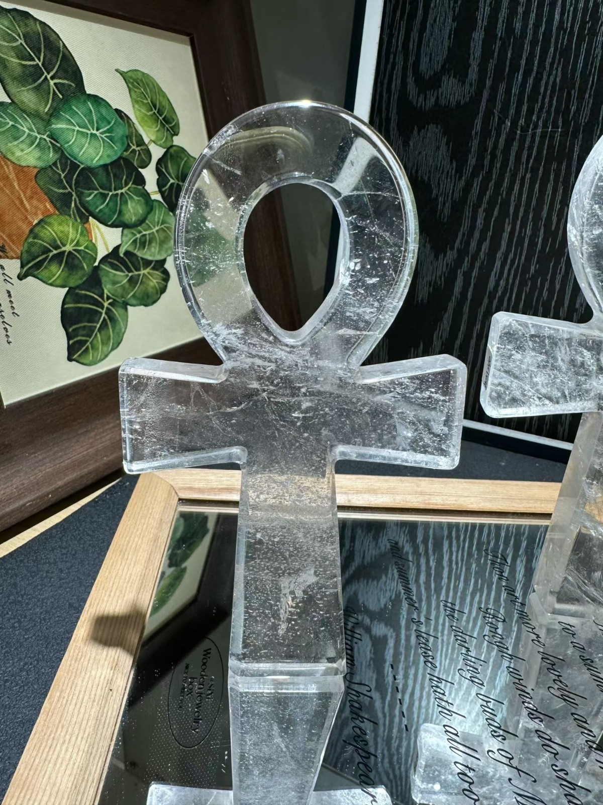 5.9″ Natural Clear Crystal Ankh Cross Carved quartz crystal Skull Reiki heal 1pc