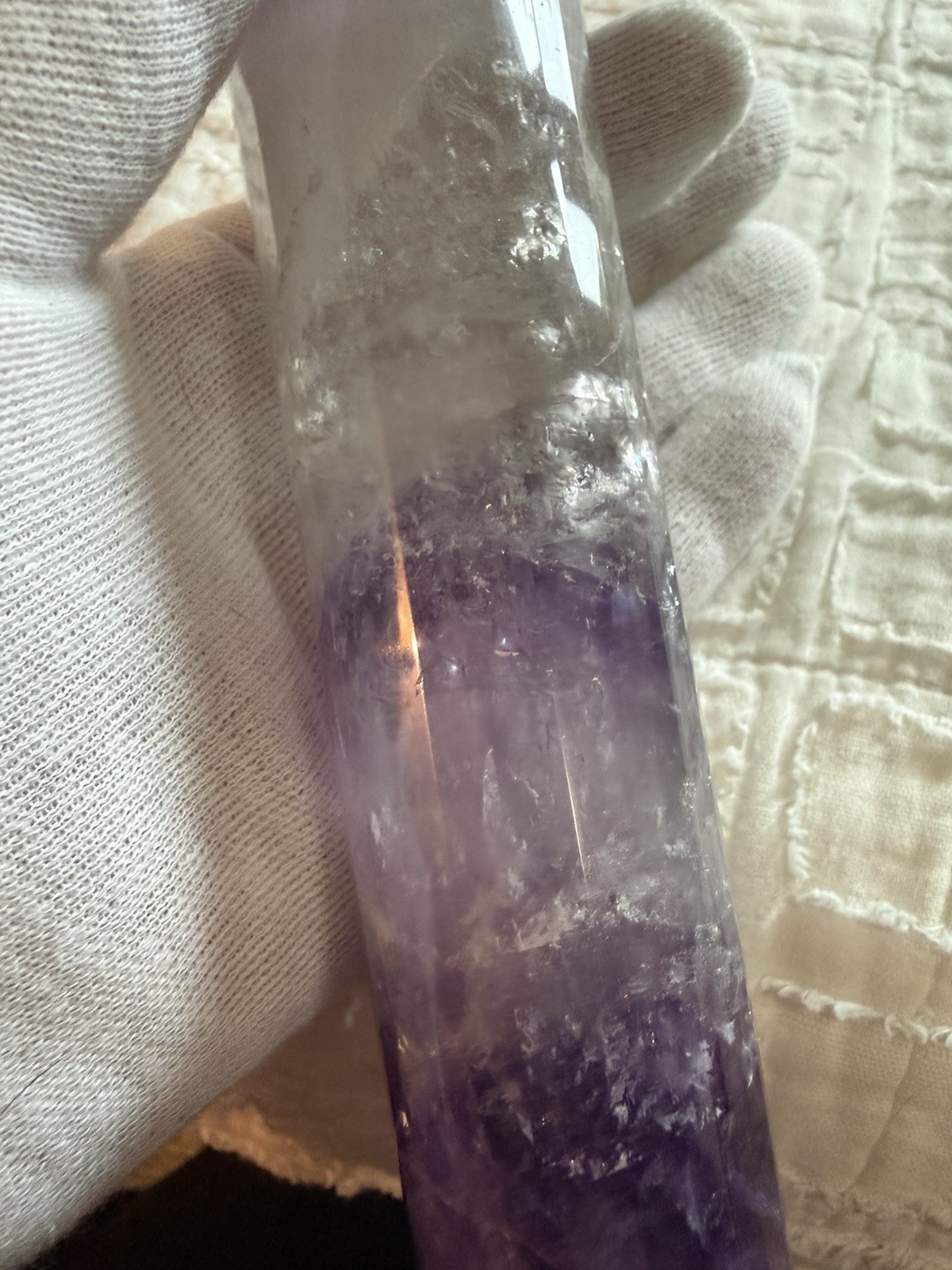 9-1/2in Amethyst Vogel Style 24-Sided Crystal Wand With Stand