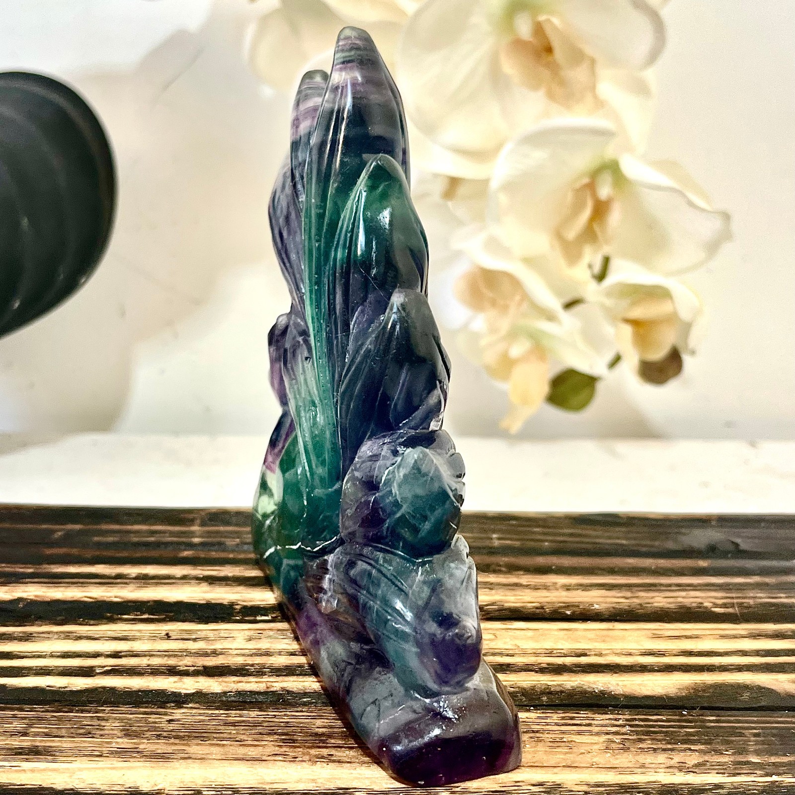 1.47LB Natural fluorite quartz products, hand carved and polished spiritual orna