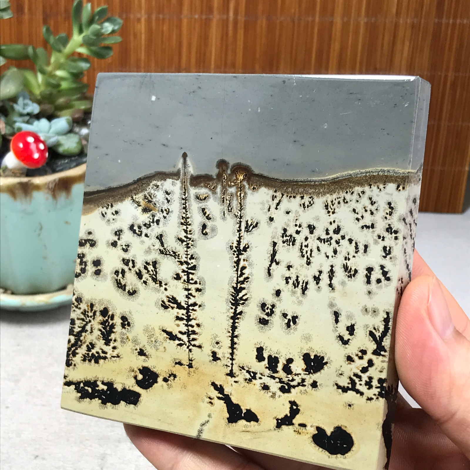 231g Natural Chinese painting stone crystal ornaments for home decoration A6865