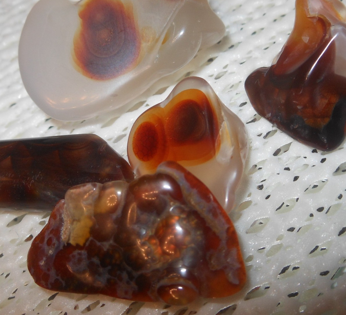 Mexican Fire Agate Lot 5 pieces @ 80ct total weight Tumble Polish unfinished