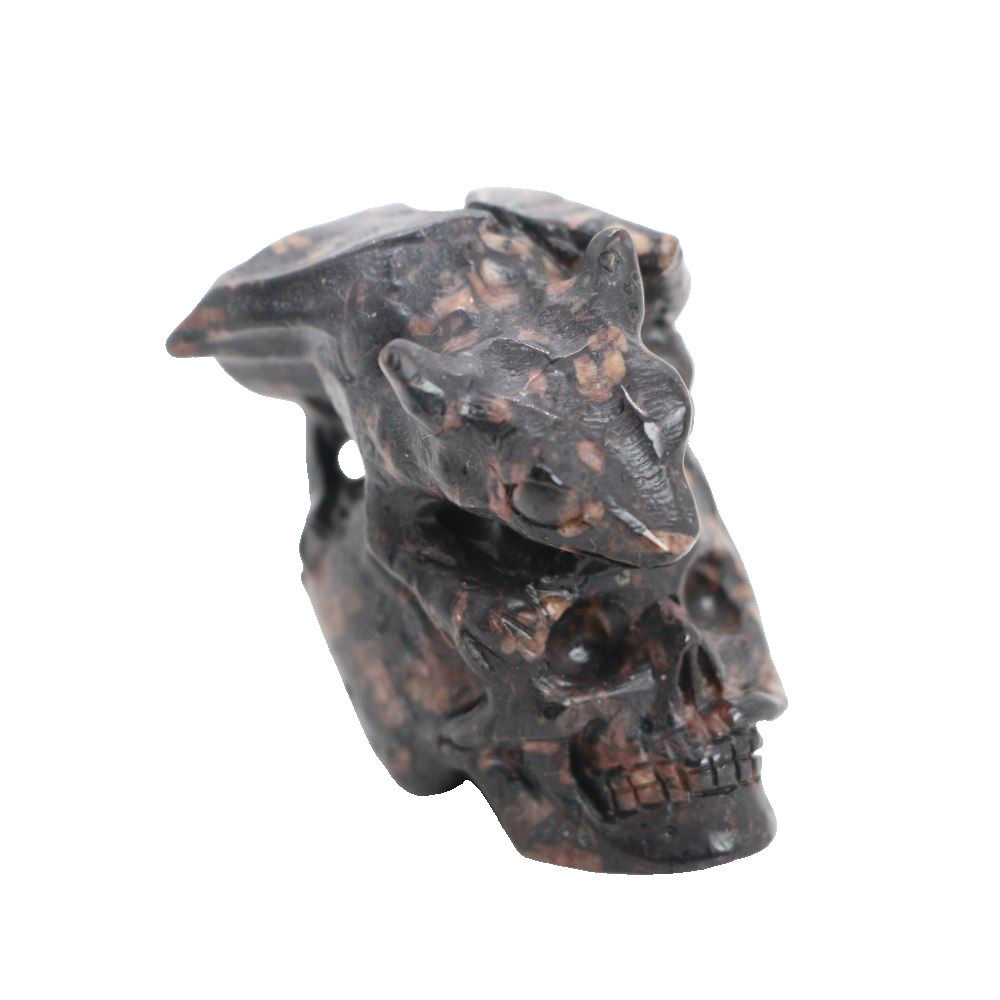 1.8″ PLUM FLOWER STONE Carved Dragon Crystal Skull Realistic Crystal Healing
