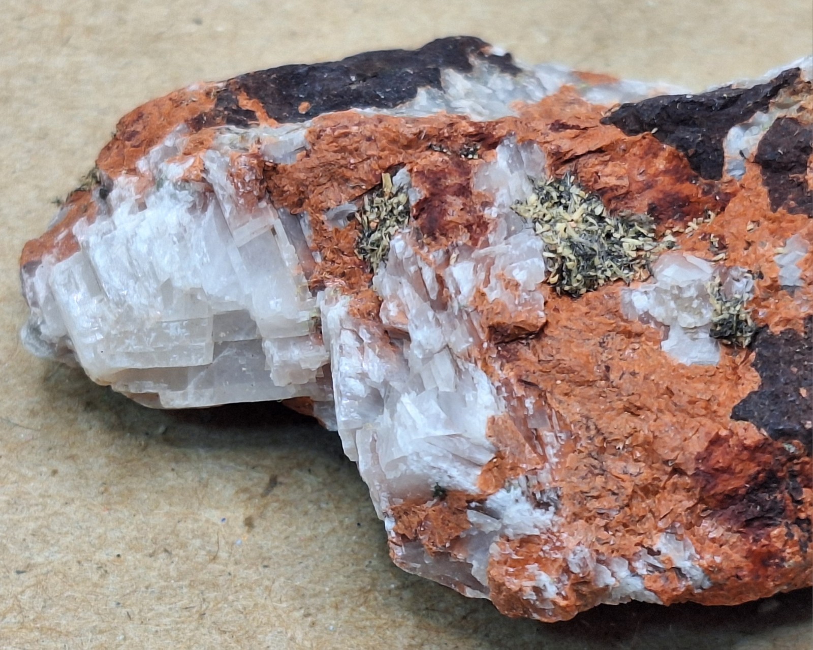 Calcite Epidote and Microcline In Basalt Conglomerate -Michigan Copper Mine