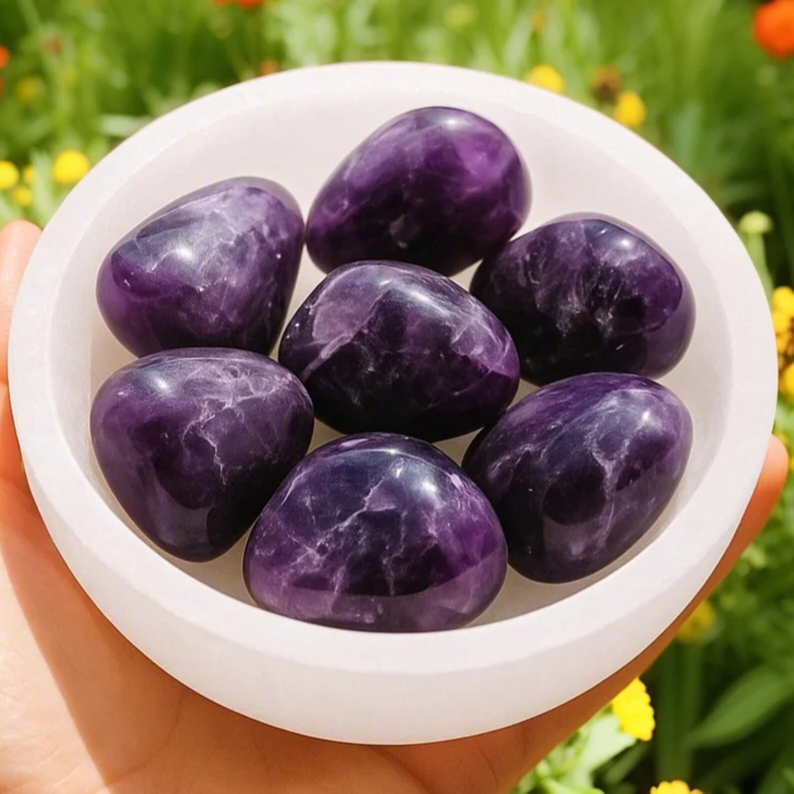 10pcs Tumbled Amethyst Stones Purple Crystal Palm Stone Healing Rock Specimen