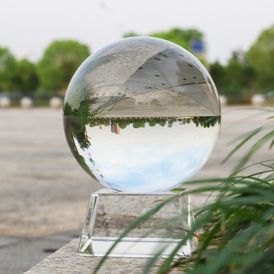 TOP 200MM 22LB Clear Crystal Ball Meditation Glass Sphere Photo Prop Free Stand