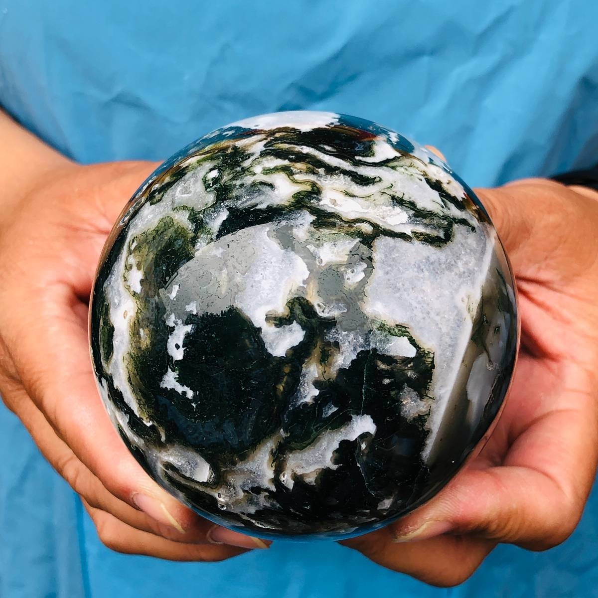 3pcs 5.58LB Natural Water Grass Agate Ball Quartz Crystal Ball Healing 2112