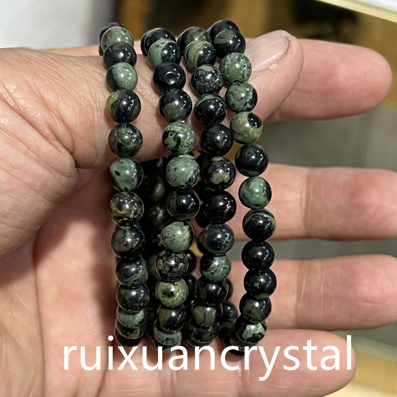 Wholesale Lot 6pcs Natural Peacock’s eye stone 6 mm 7.5″Crystal Stretch Bracelet