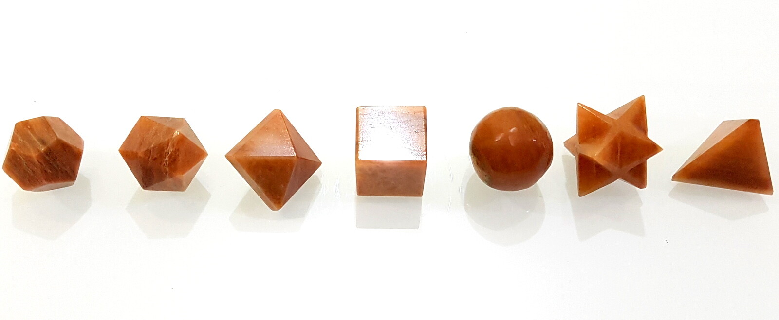 Red Aventurine Healing Sacred Geometry Set of 7 Different Shapes Platonic Solids