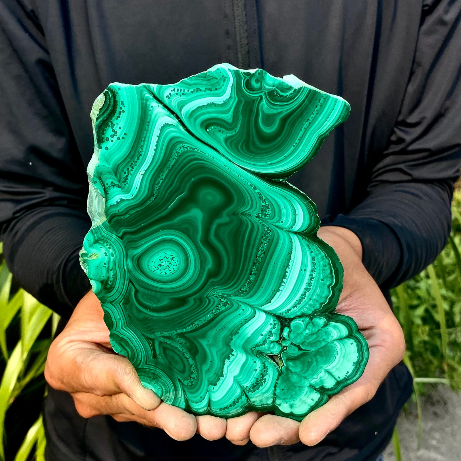 1.58LB Natural Green Malachite Slab Quartz Crystal Slice Ore Specimen Healing