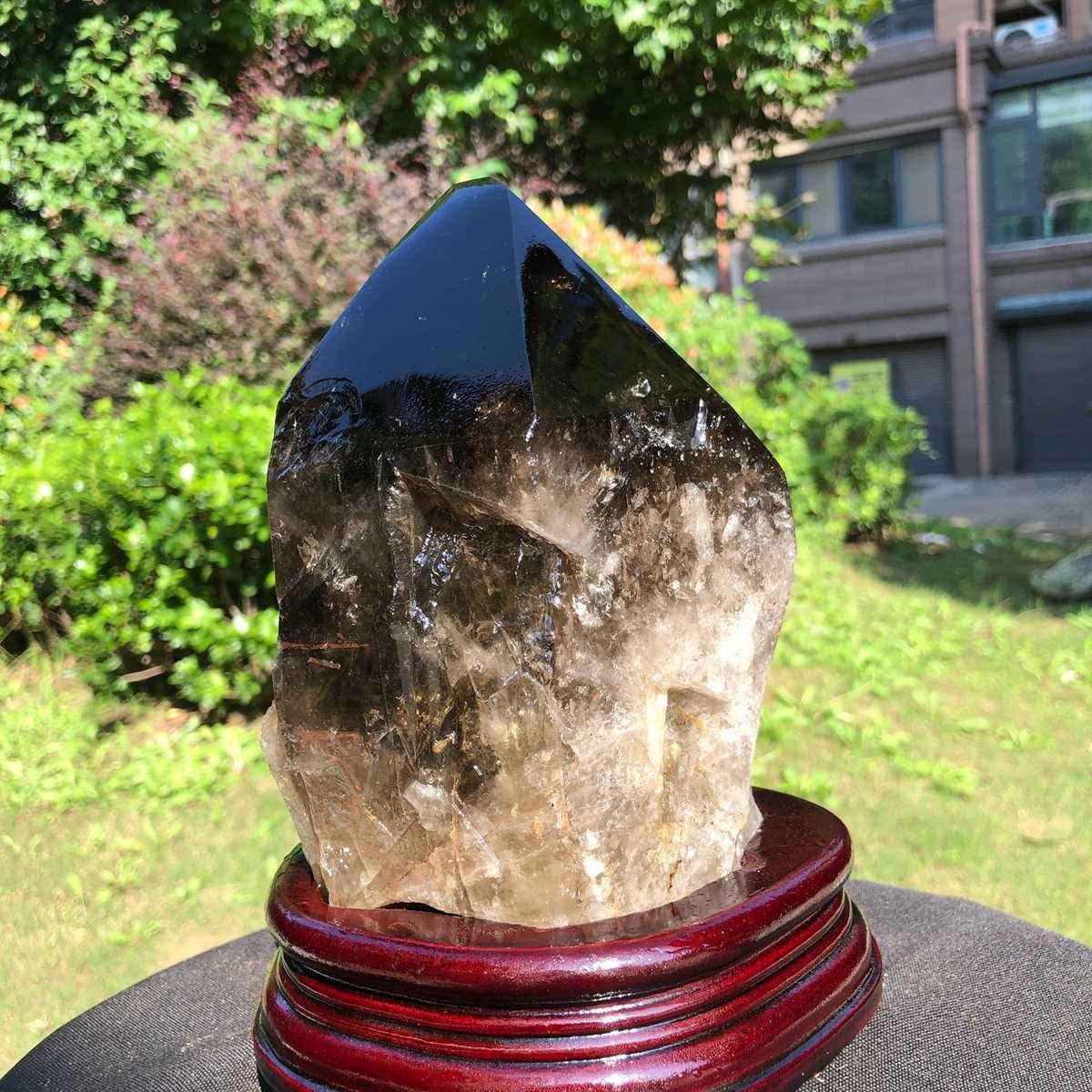 6.29LB Natural Dark tea quartz Crystal Specimen Reiki Mineral Add bracket 2526