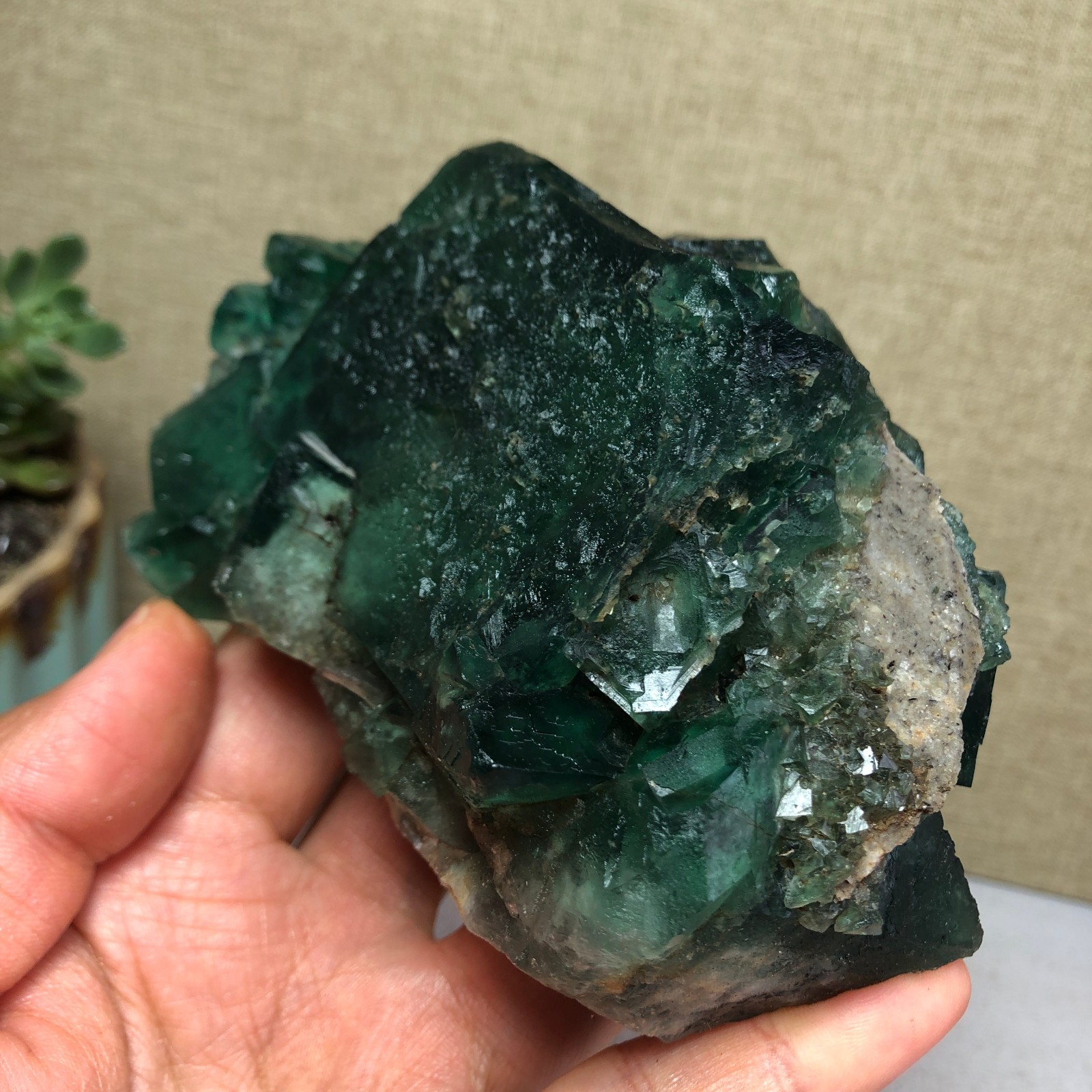 681g NATURAL Green Cubic FLUORITE Crystal Cluster Mineral Specimen A4721