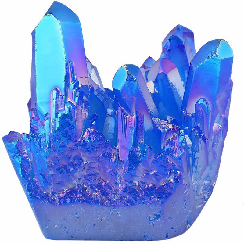 120g Natural Aura Blue Titanium Quartz Crystal Cluster VUG Specimen Rock Healing