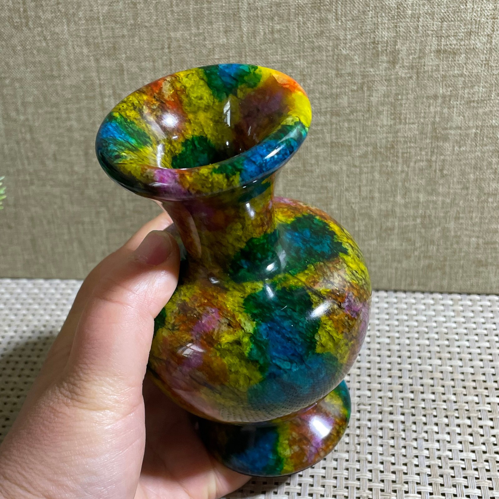795g Seven Colors Jade vase specimen Decorative -Taiwan China