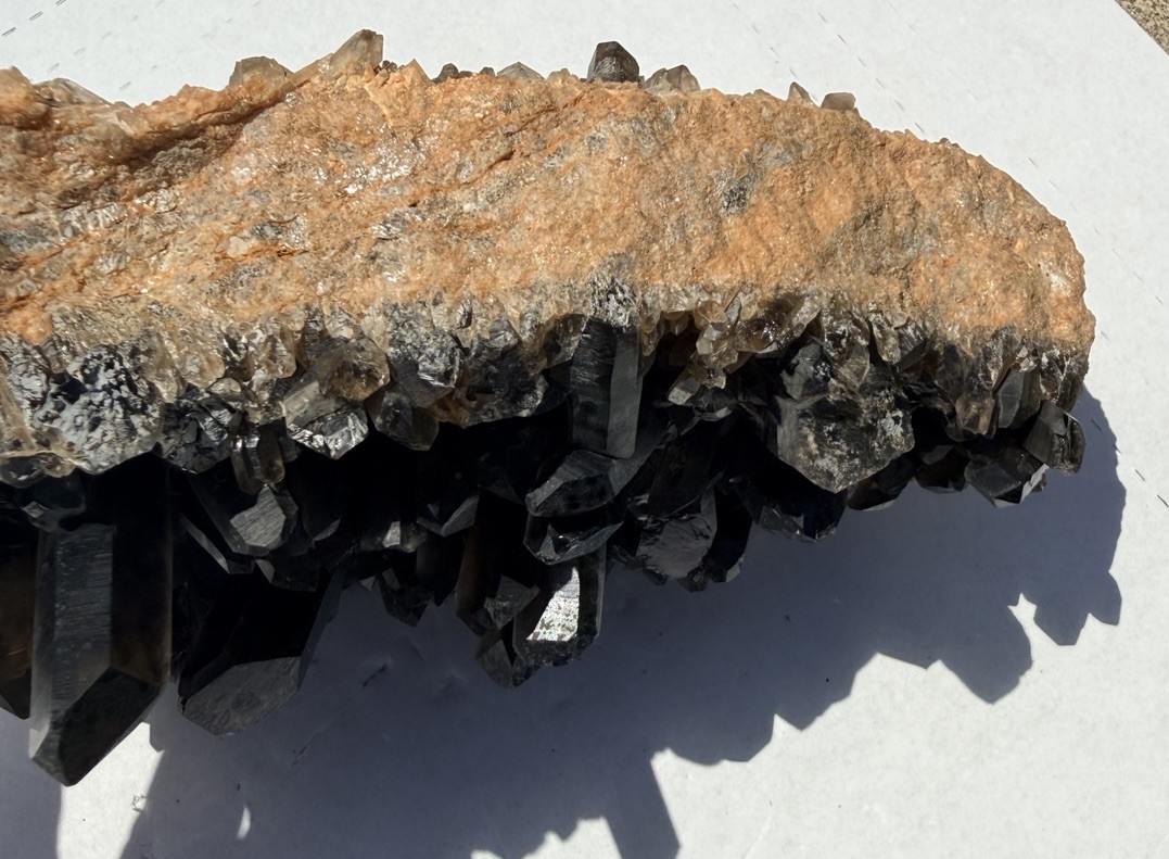 Large Smoky Quartz Cluster with Green Mineral Inclusion Raw Mineral Specimen