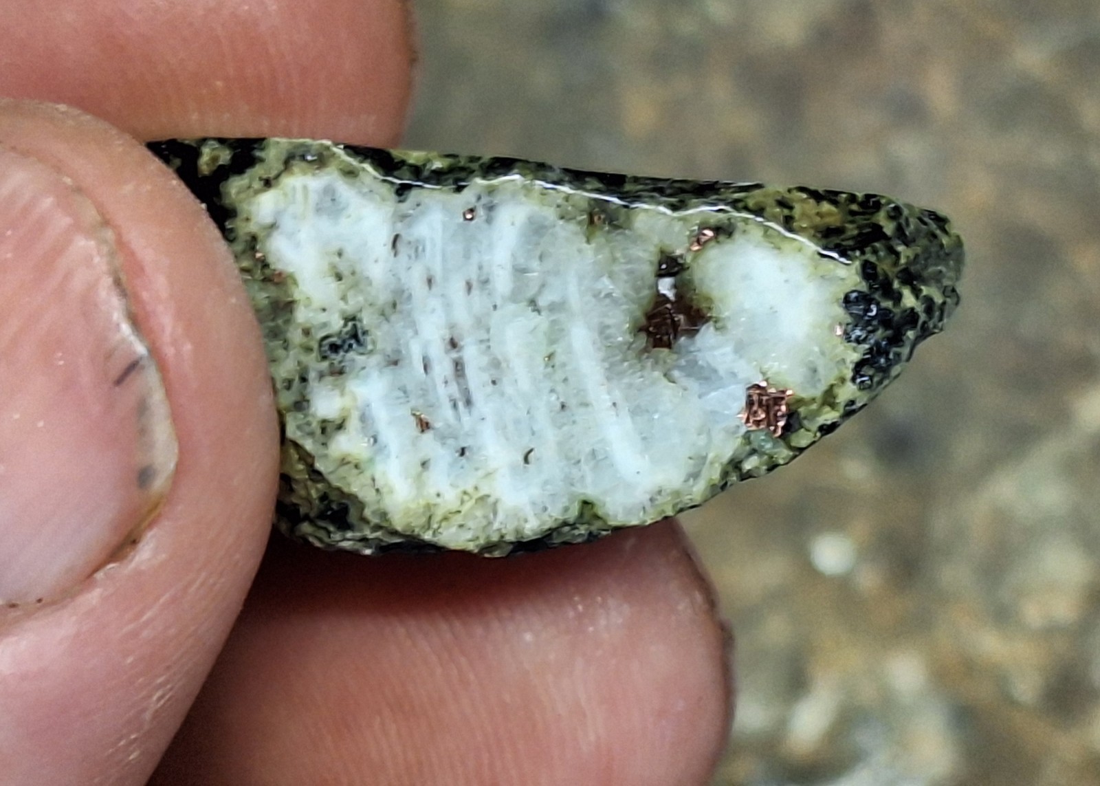 Copper Replacement Agate In Greenstone – Wolverine #2 Copper Mine – Michigan