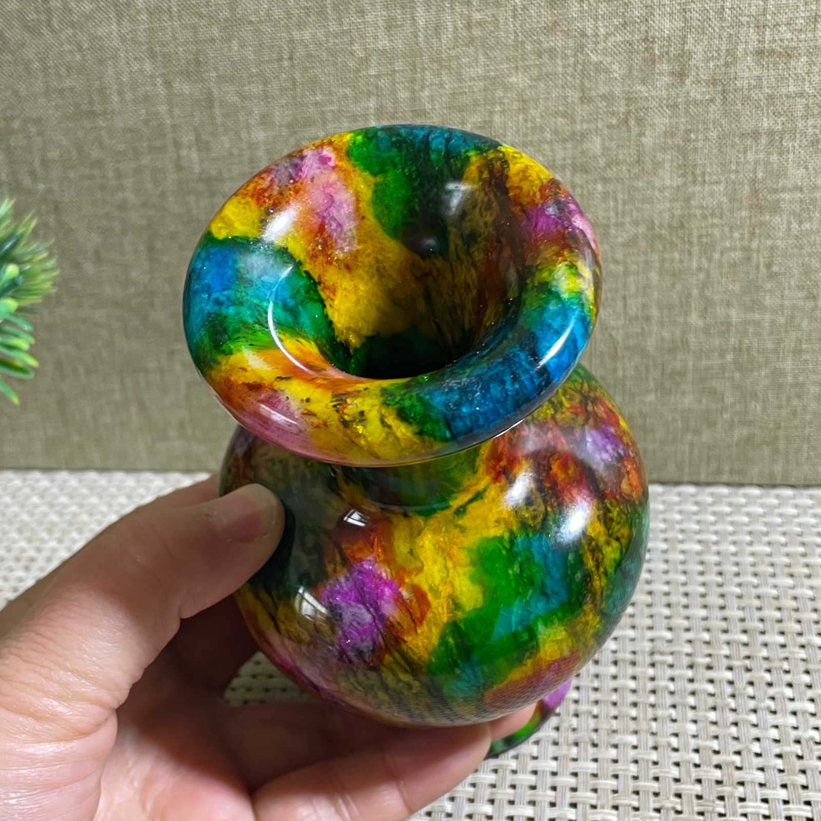850g Seven Colors Jade vase specimen Decorative -Taiwan China