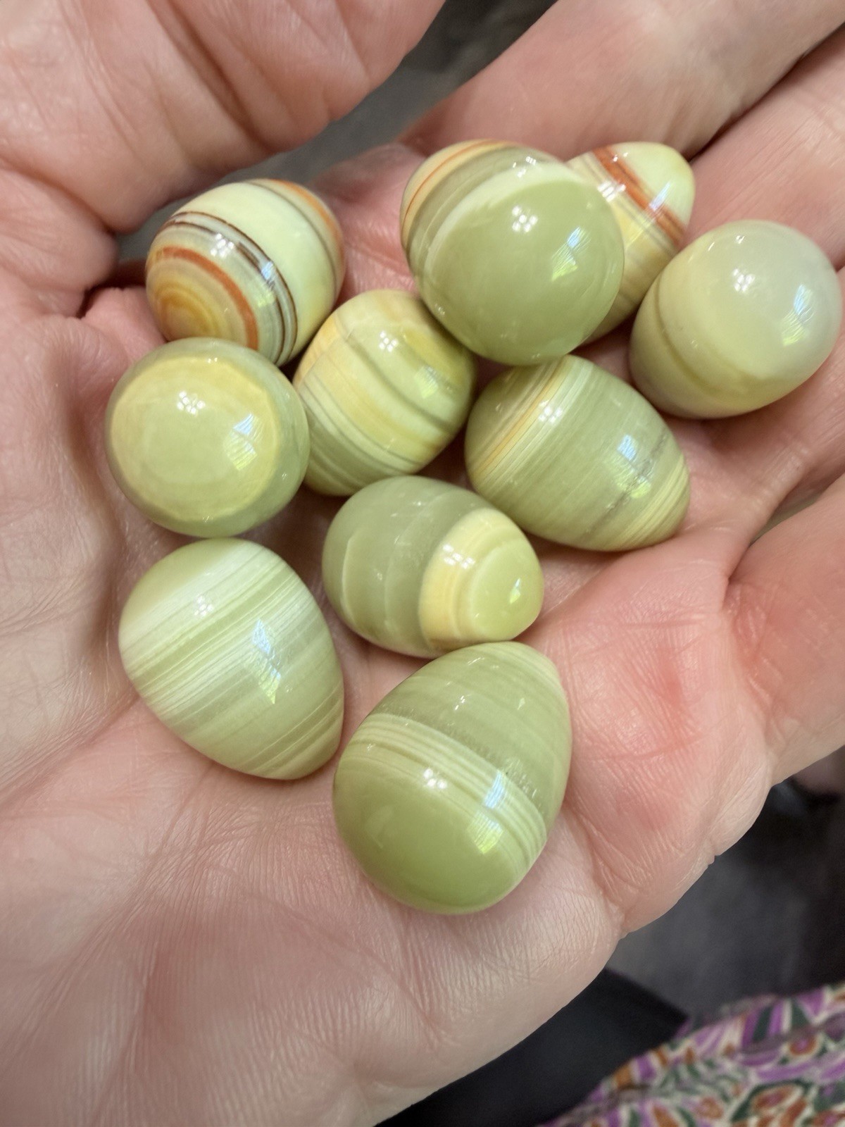 Lot Of 10 Green Onyx Eggs Gemstones 20mmx15mm Polished Ships Free!
