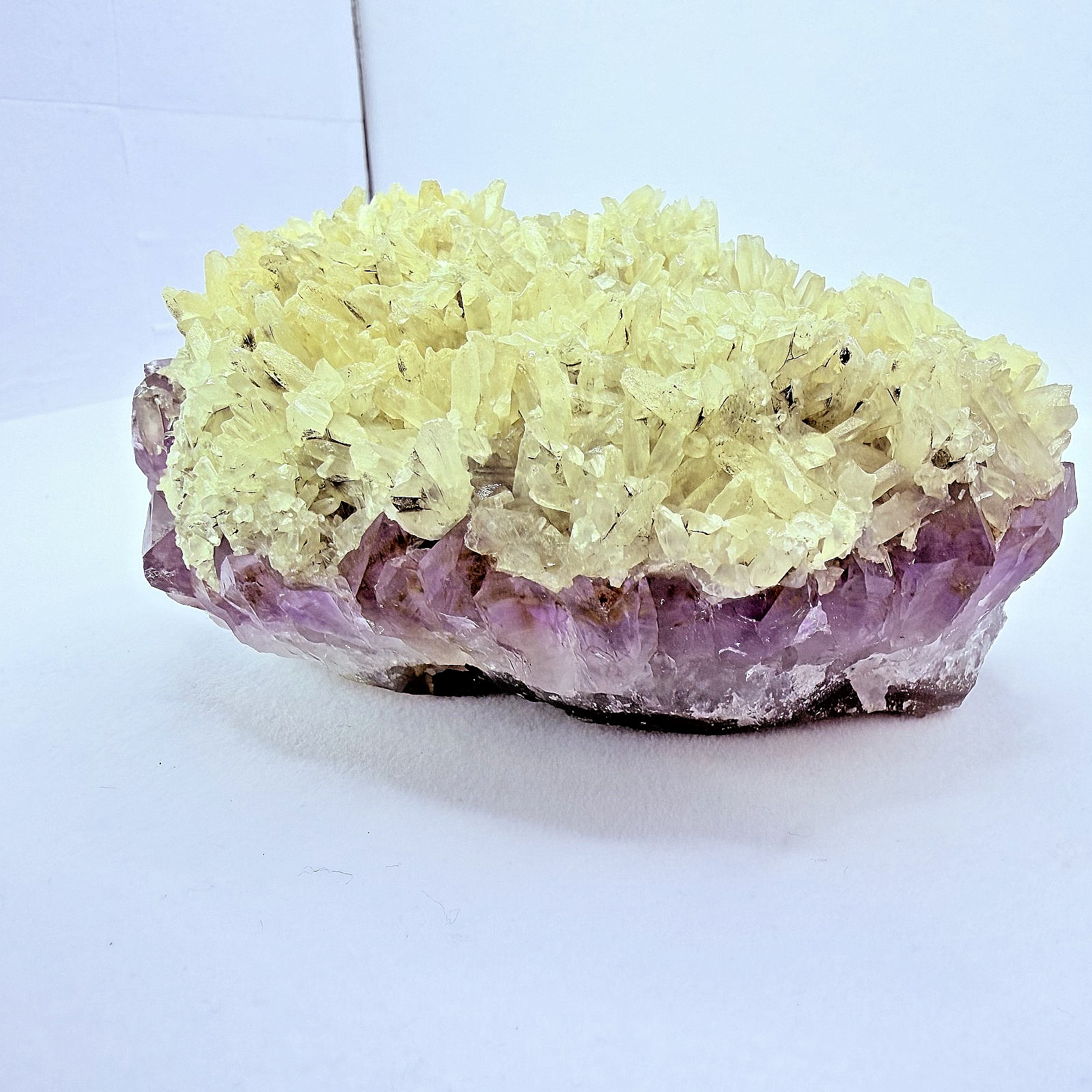 Rare Purple Amethyst Yellow Calcite Cluster Brazil 4.8″ Display