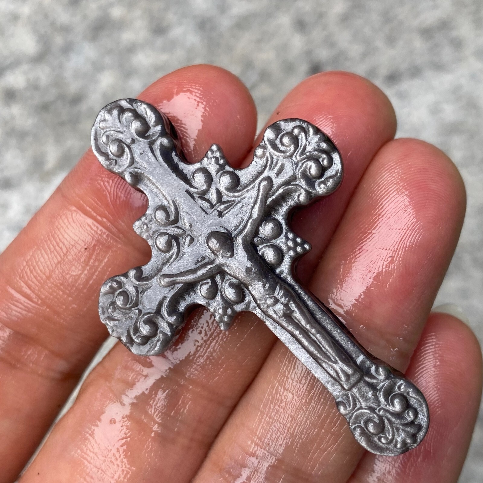 TOP Natural Silver Obsidian Quartz cross crystal Hand Carved Healing 1PC