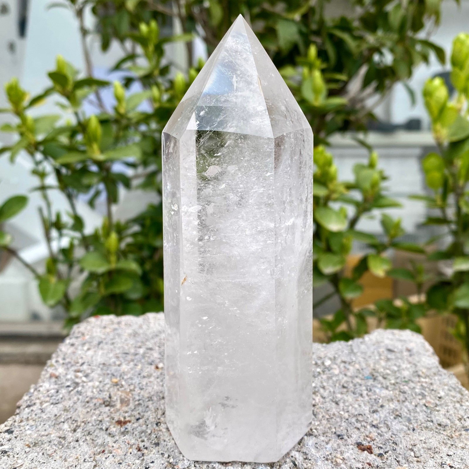 1.01LB Natural Clear White Crystal Obelisk Transparent Quartz Energy Column Reik