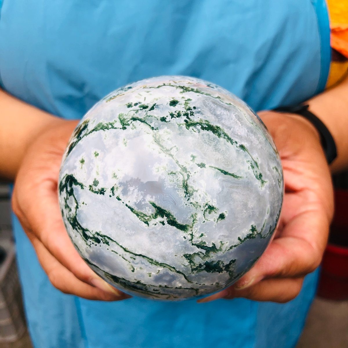 3pcs 4.9LB Natural Water Grass Agate Ball Quartz Crystal Ball Healing 2114