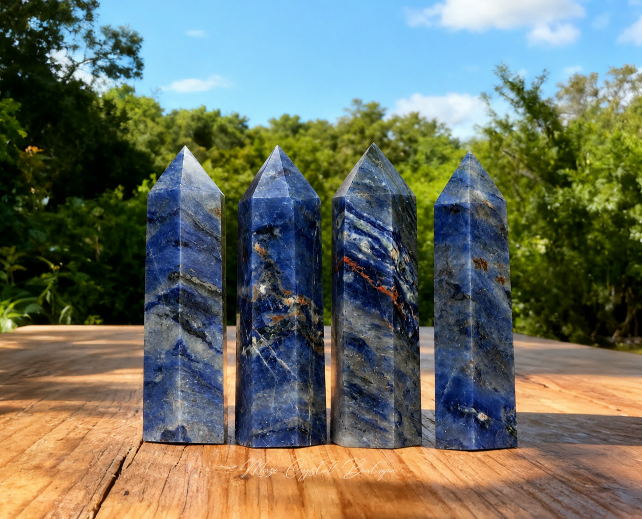 Natural Sodalite Quartz Crystal Tower Obelisk Wand Mineral Specimen Collector