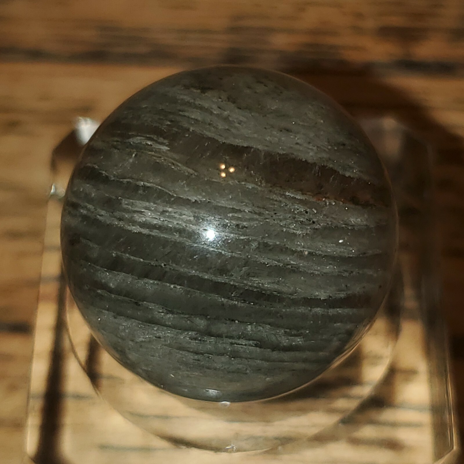 Amphibole Scenic Thousand Multi Layer Quartz Sphere Ball Orb Marble 22.5mm, 20g