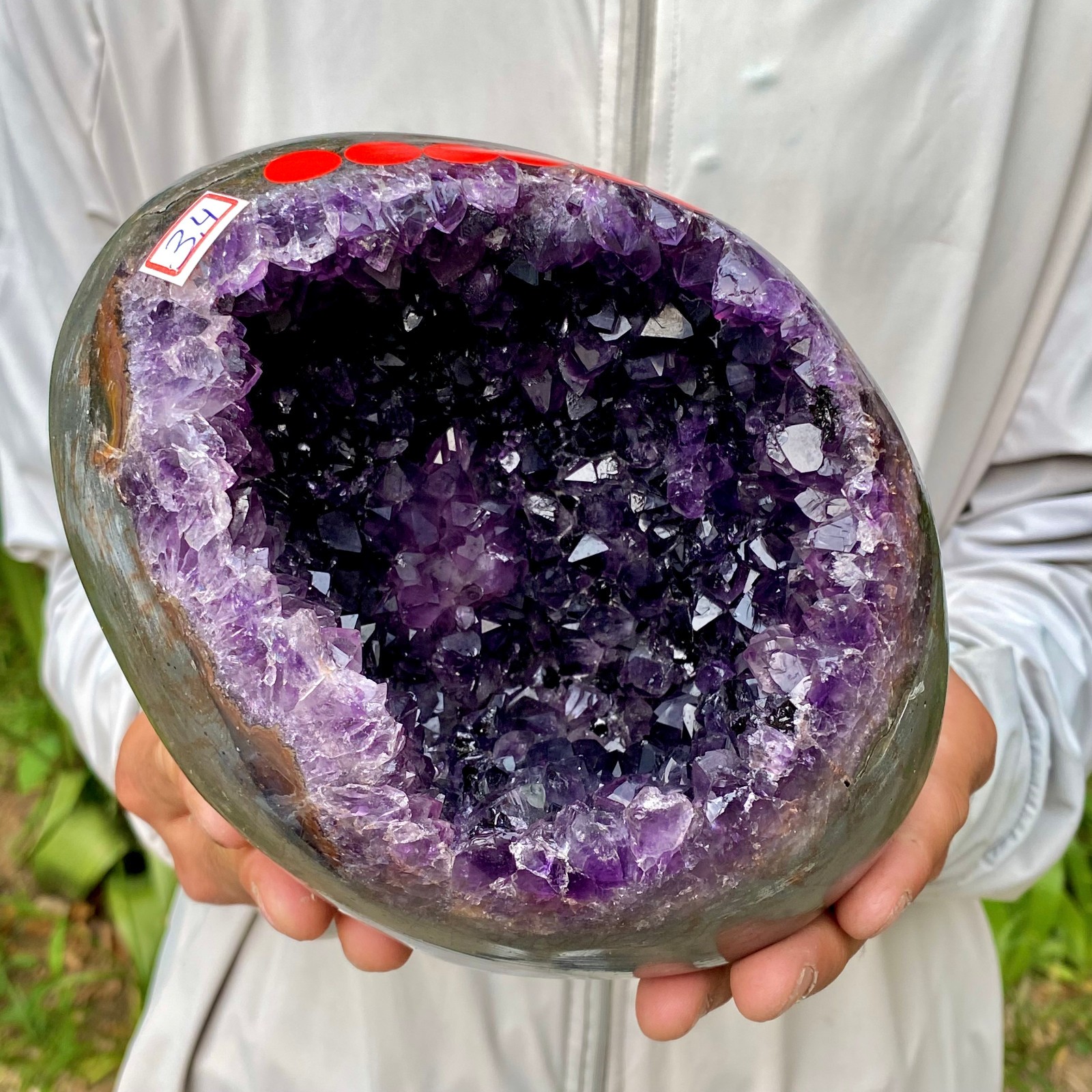 7.47LB Large Natural Amethyst geode quartz cluster crystal Egg specimen Healing