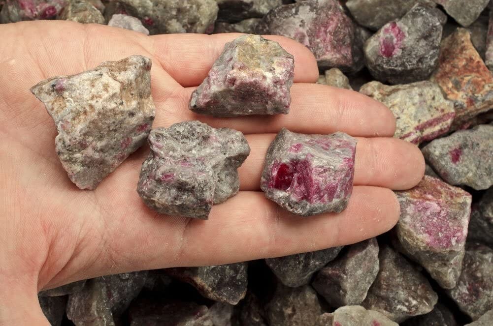 1 lb Ruby in Quartz Rough Stones-Natural Crystal Mineral Rock Specimens Tumbling