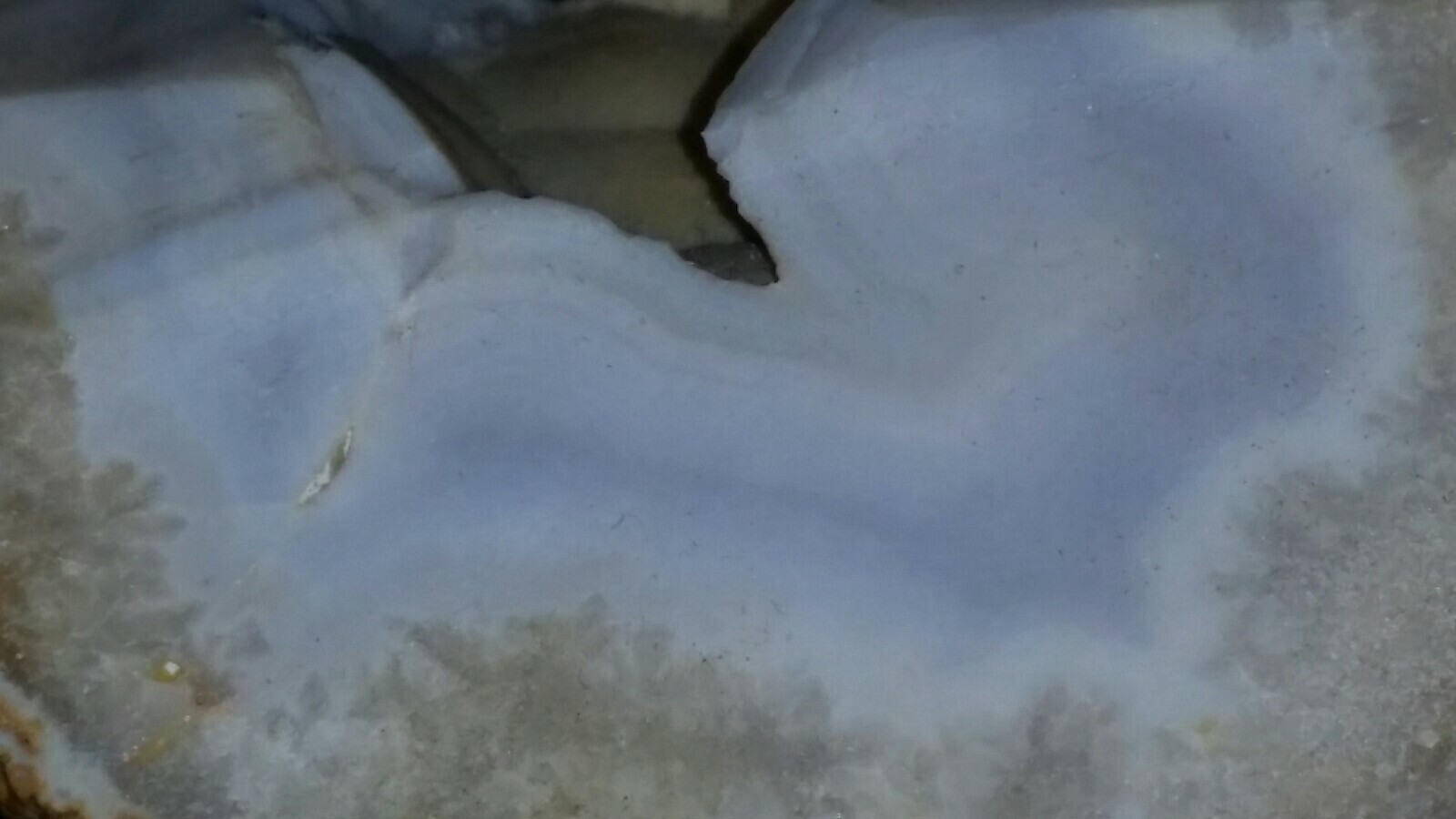 Blue Gray Chalcedony Quartz Geode Banded Agate Sliced and Polished rock #621