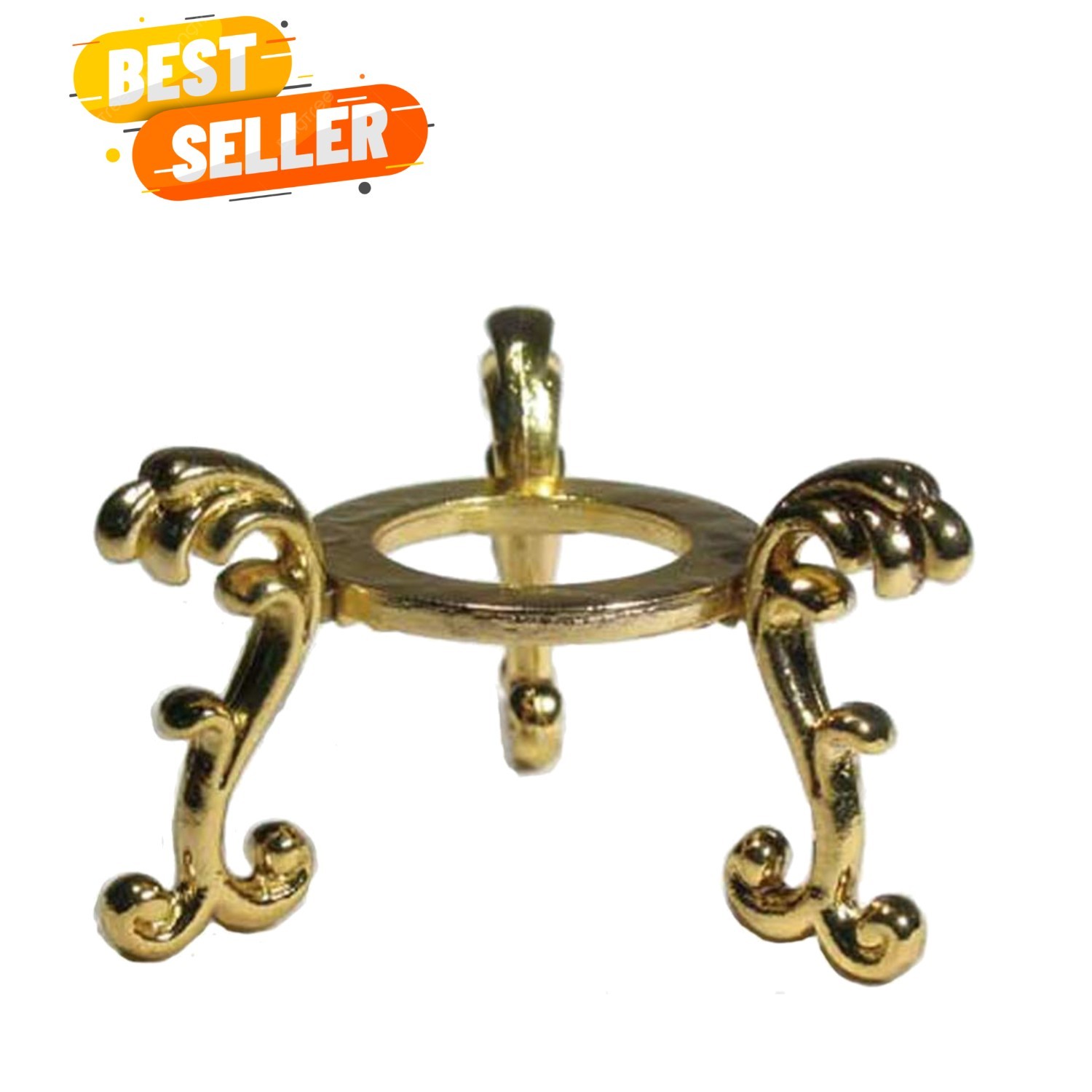 Gold-Plated Flowering Crystal Ball Stand for 2-3″ Display – Handmade Elegance