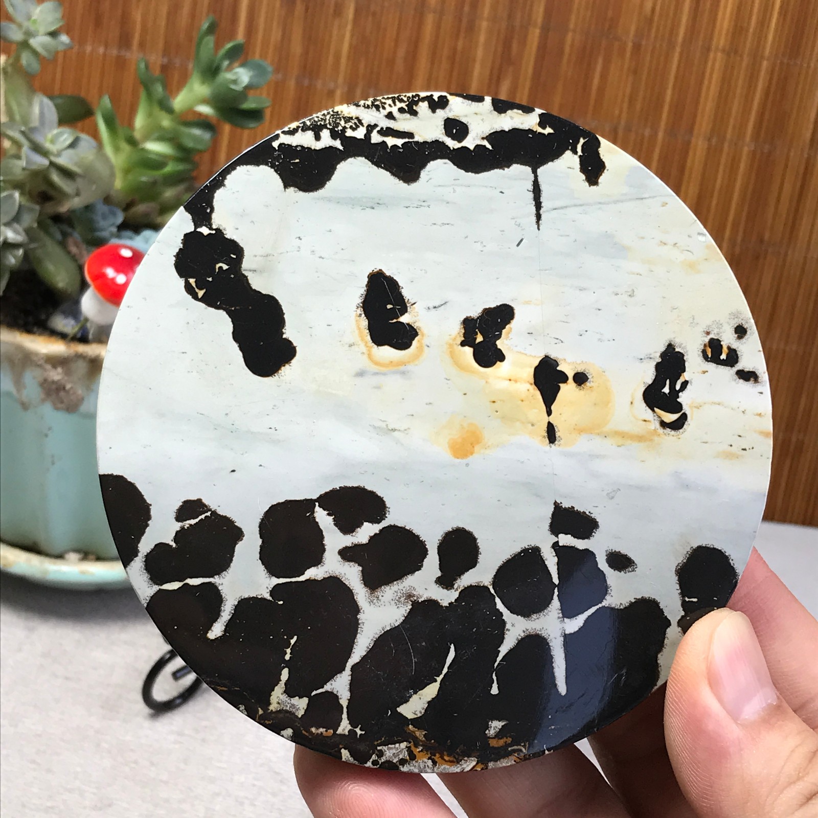 99mm Natural Chinese painting stone crystal ornaments for home decoration A6393