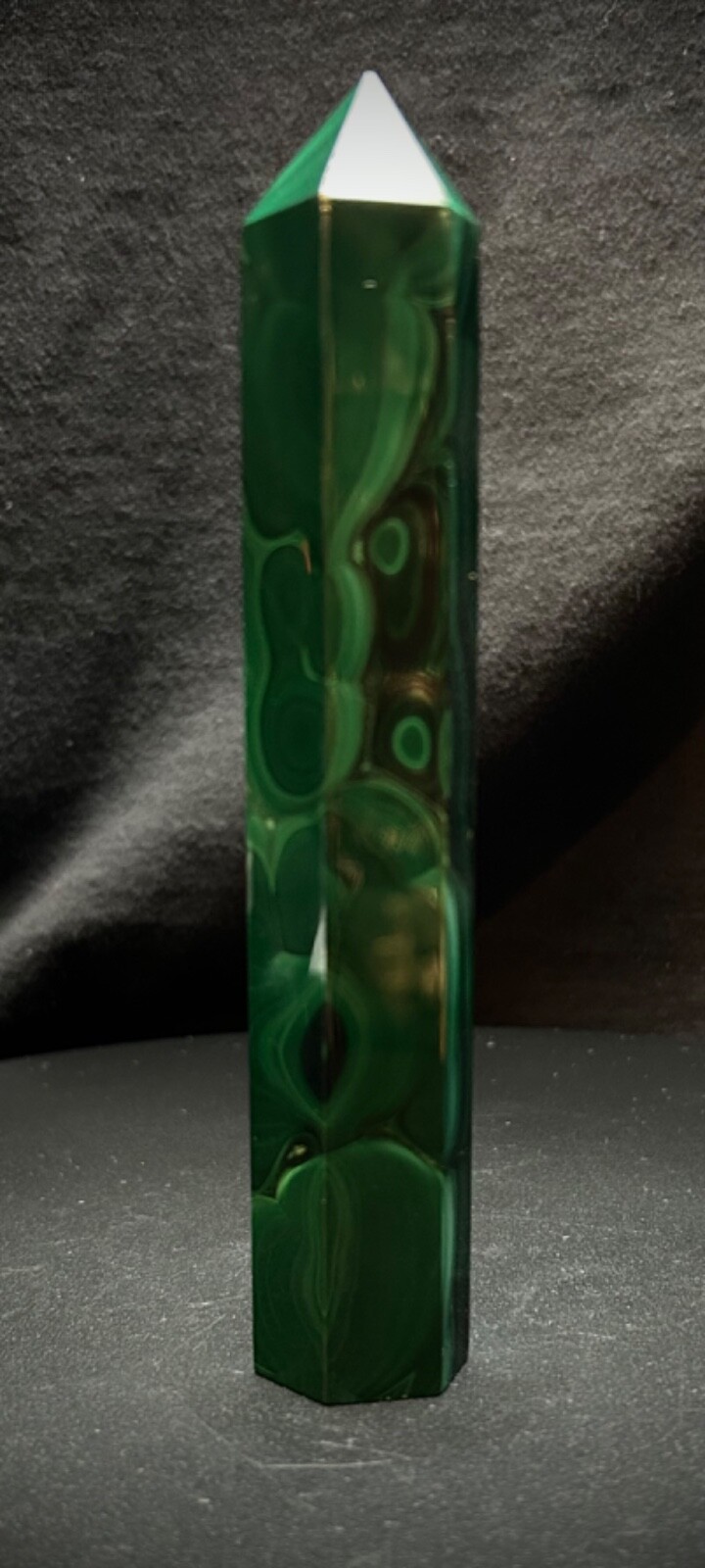 Gorgeous Malachite Tower 5.75″ tall 8oz