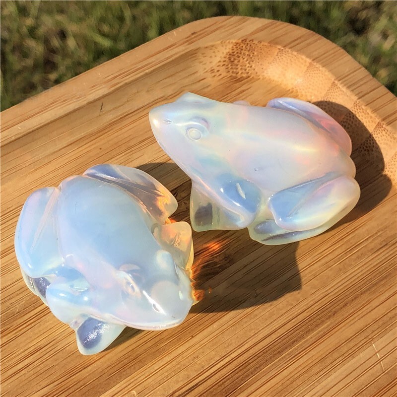 1.5” Natural Crystal Mineral Specimen Opal Hand-Carved Exquisite Frog Healing