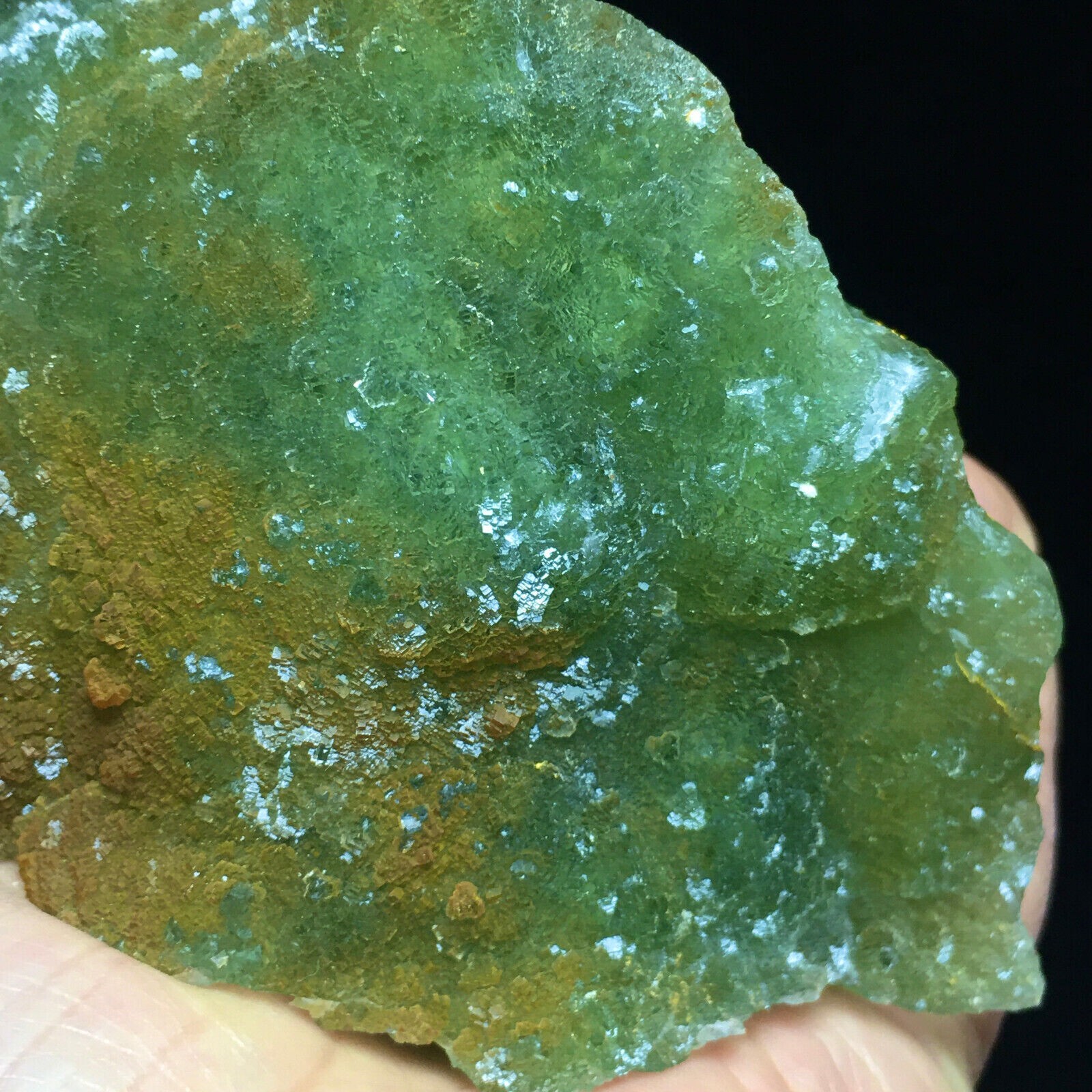 616g Naturally Rare Green Translucent Globular Fluorite Clusters From Henan