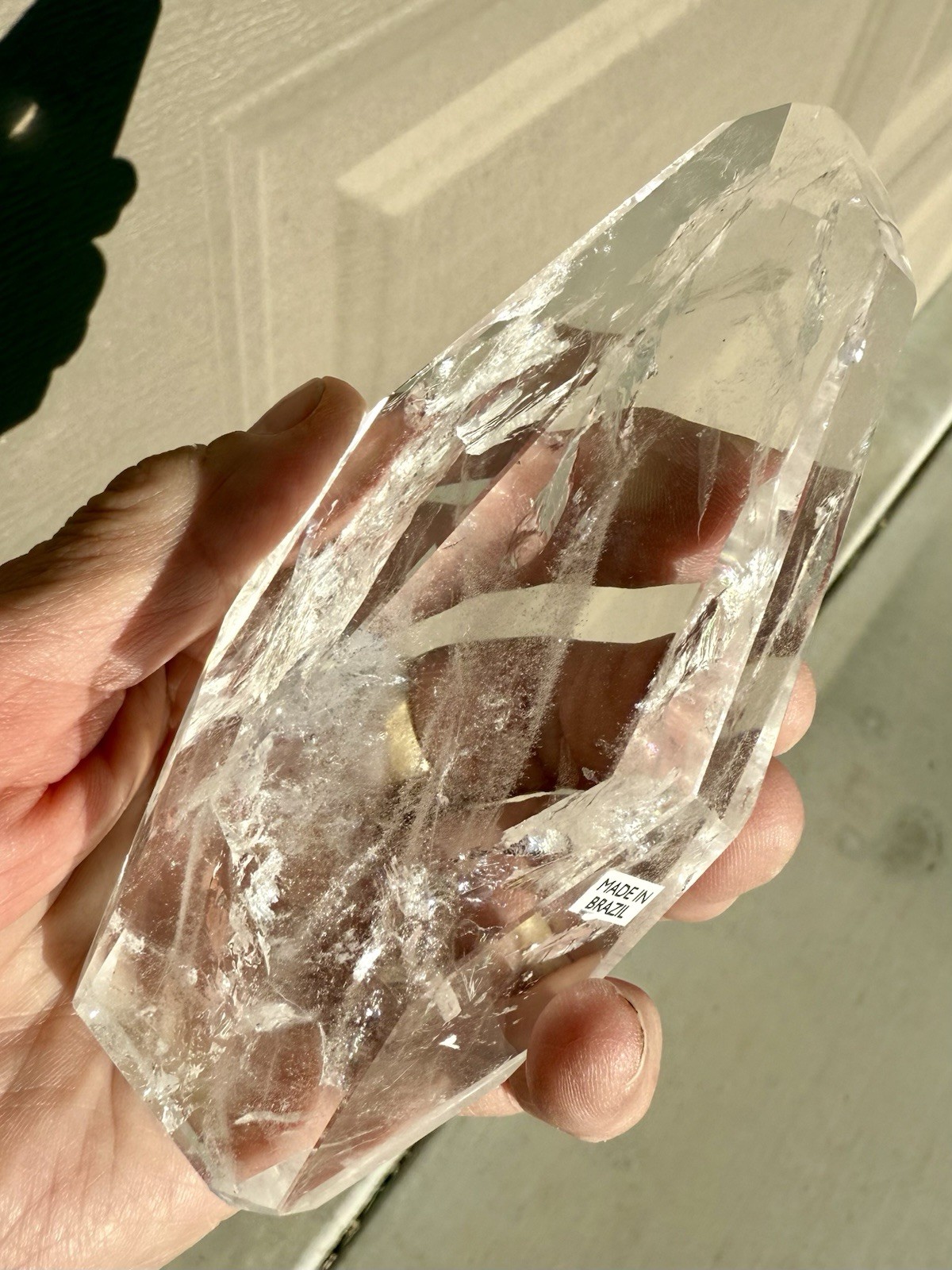 HIGHEST QUALITY CLEAR Quartz Crystal Geometric Freeform 472gr my bEST w/Stand