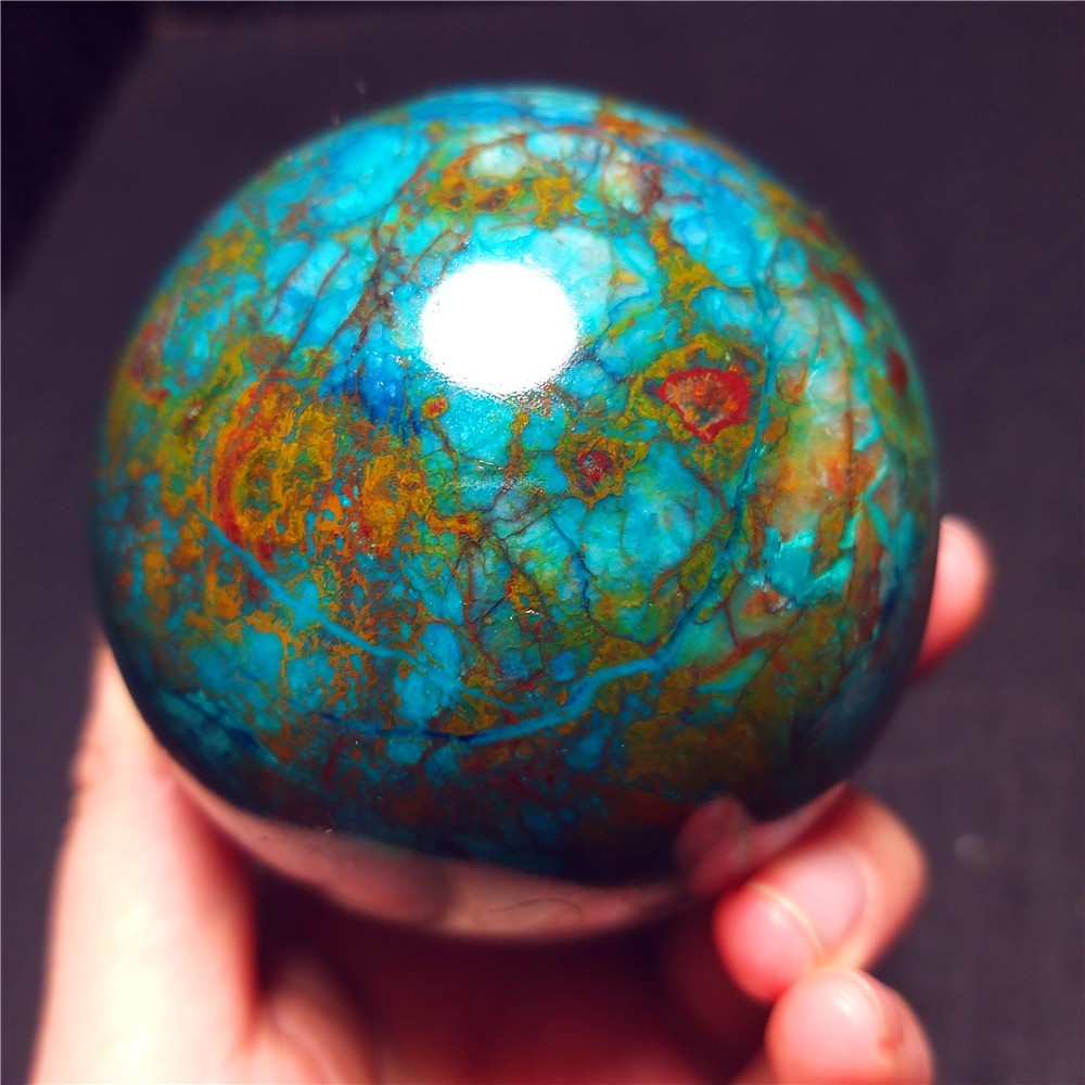 RARE 385.5G Natural Malachite Turquoise Blue Copper Ore Symbiotic Ball QQ200