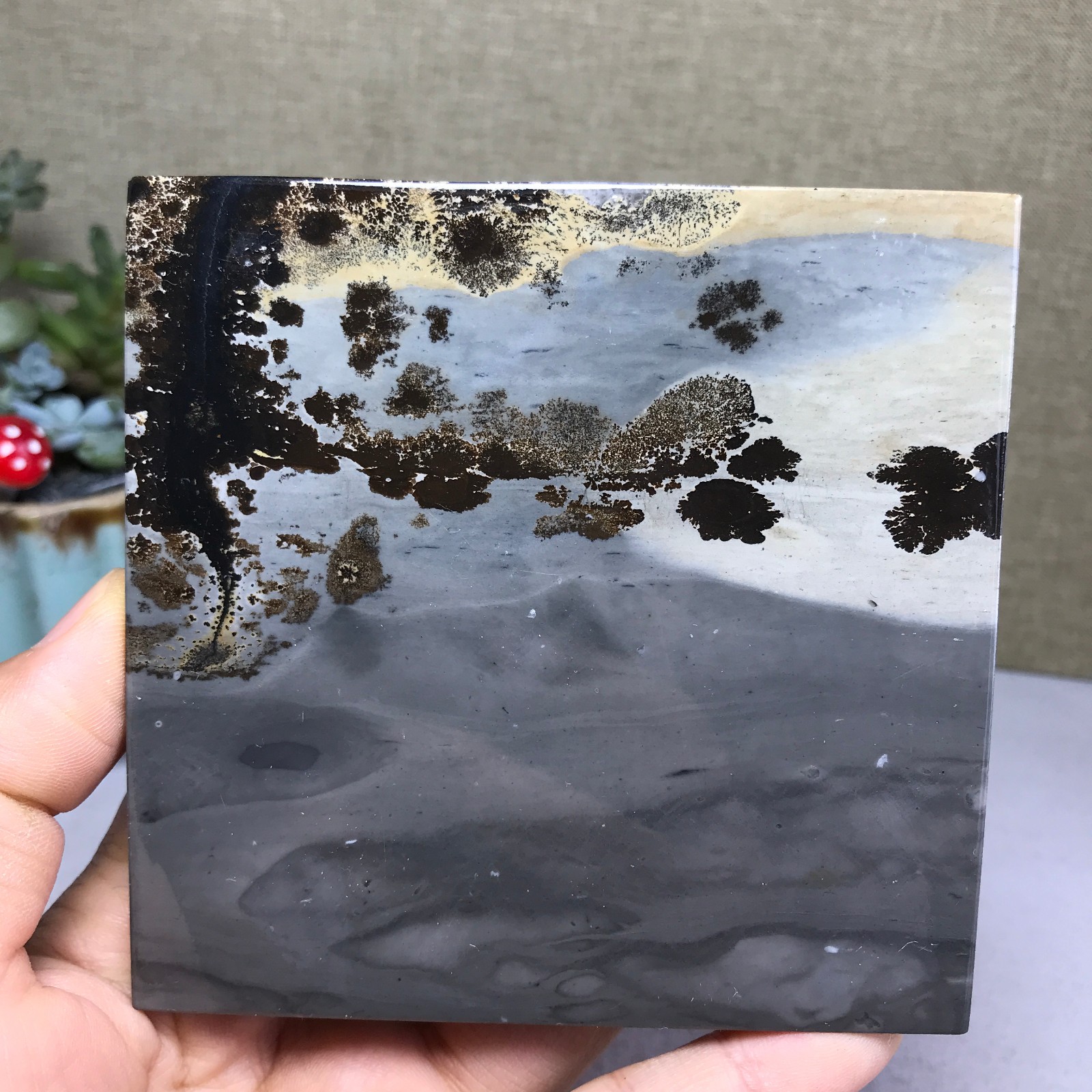 Natural Chinese painting stone crystal ornaments for home decoration 238g A5279