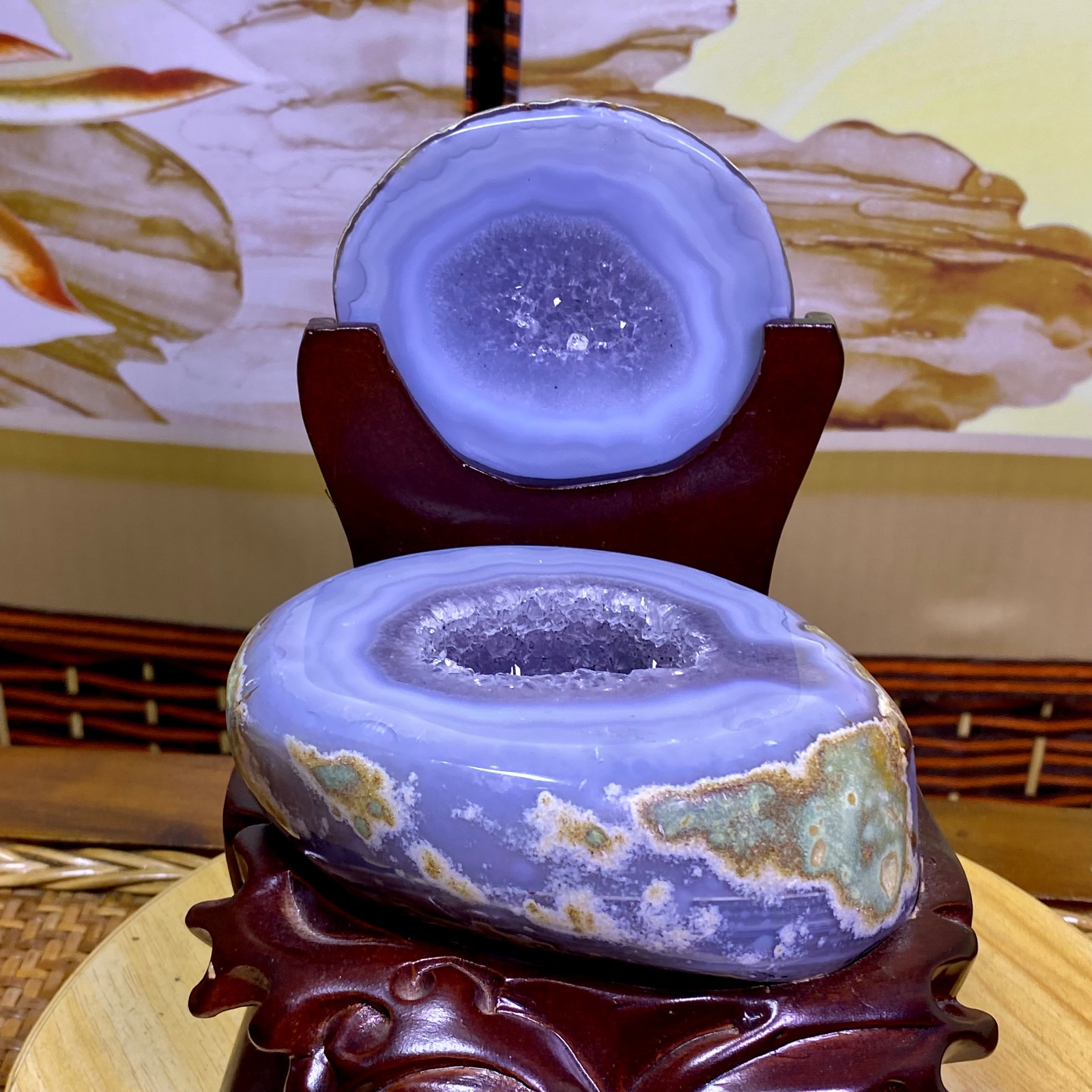4.49LB Natural amethyst Agate Treasure Basin Quartz Geode cluster Healing decor