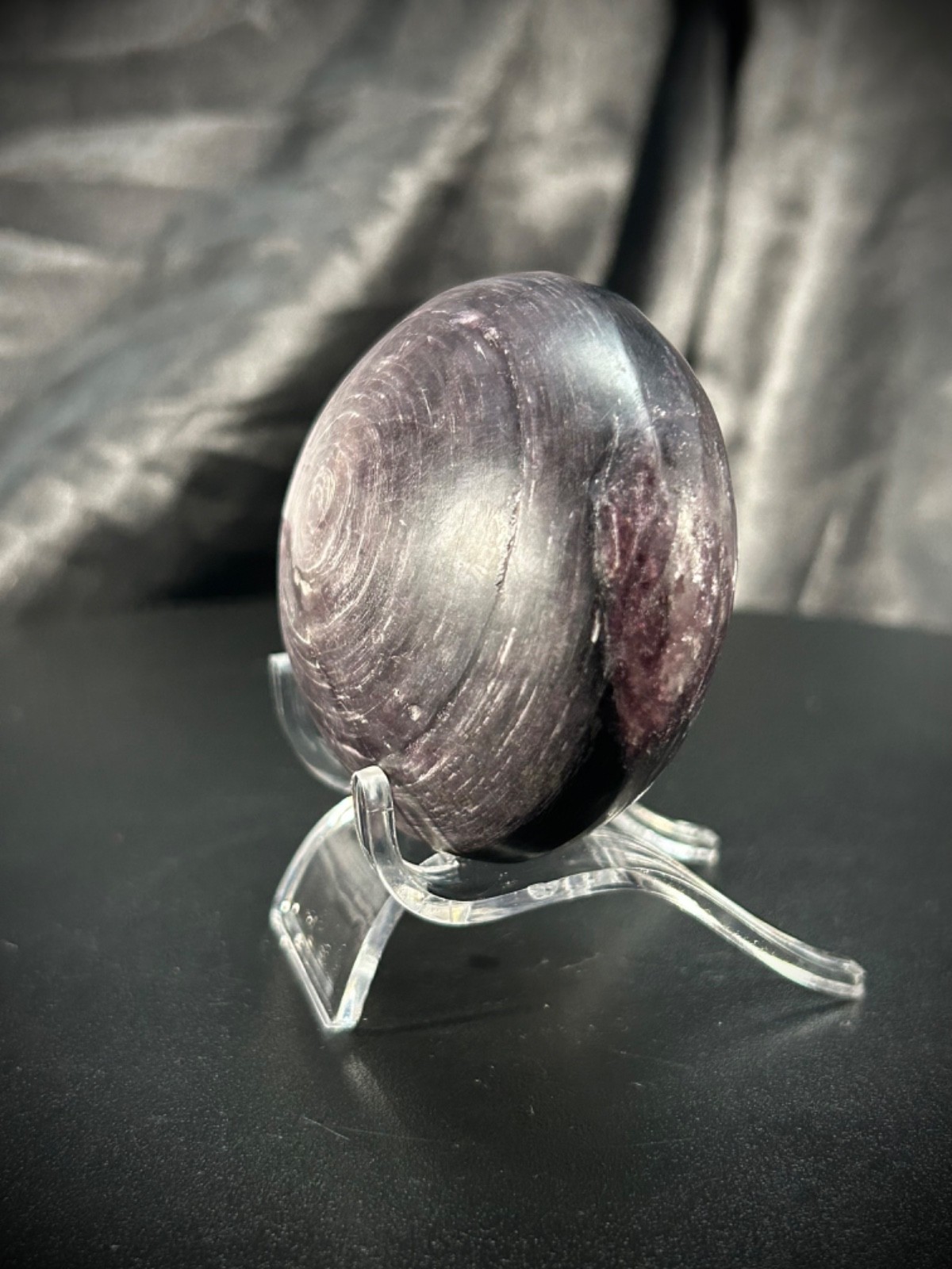 2.97″ Gemmy Lepidolite Freeform With Acrylic Stand 7.3oz (208 grams)
