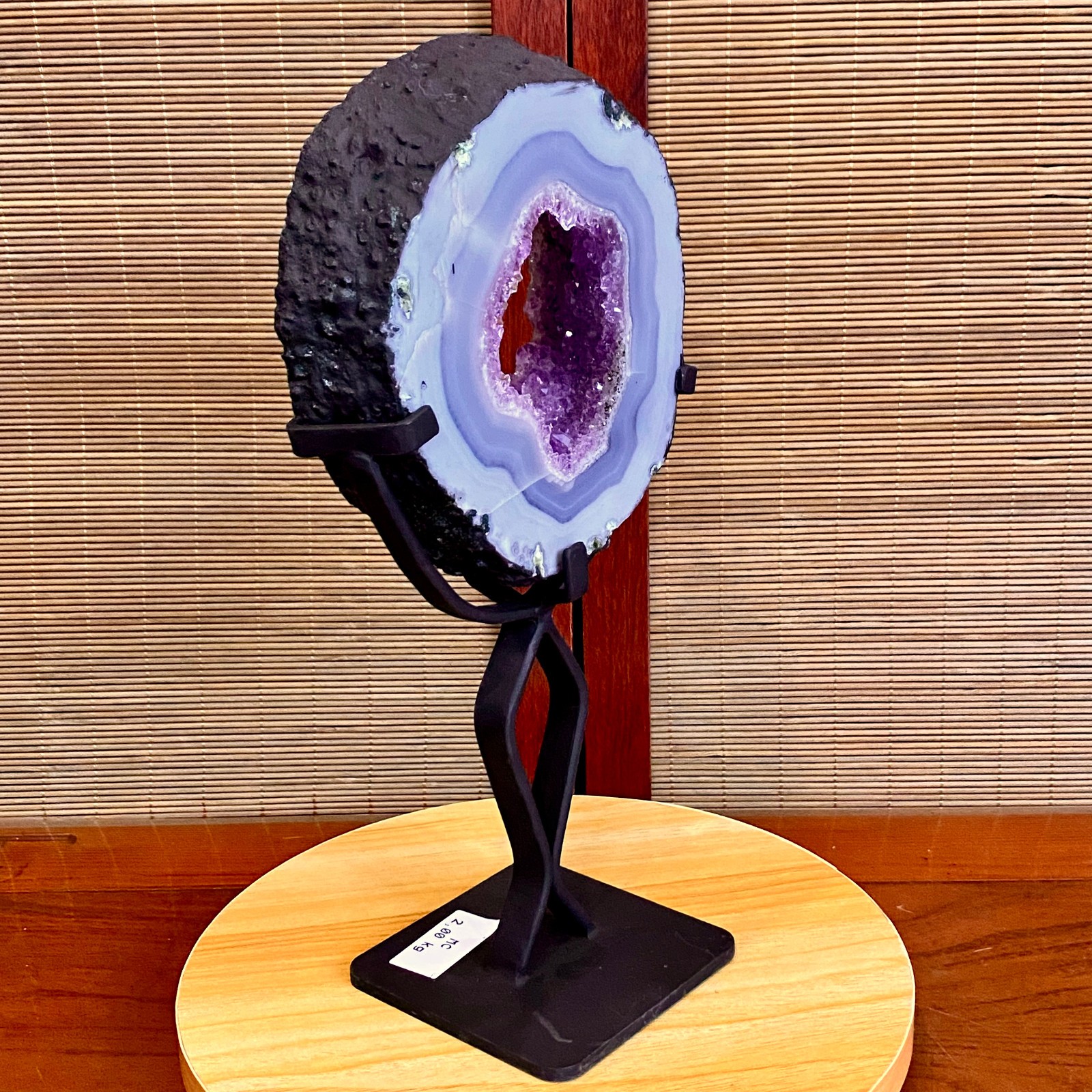 4.4LB Natural Amethyst Cave Crystal Slice Crescent shaped Hand Cut Repai